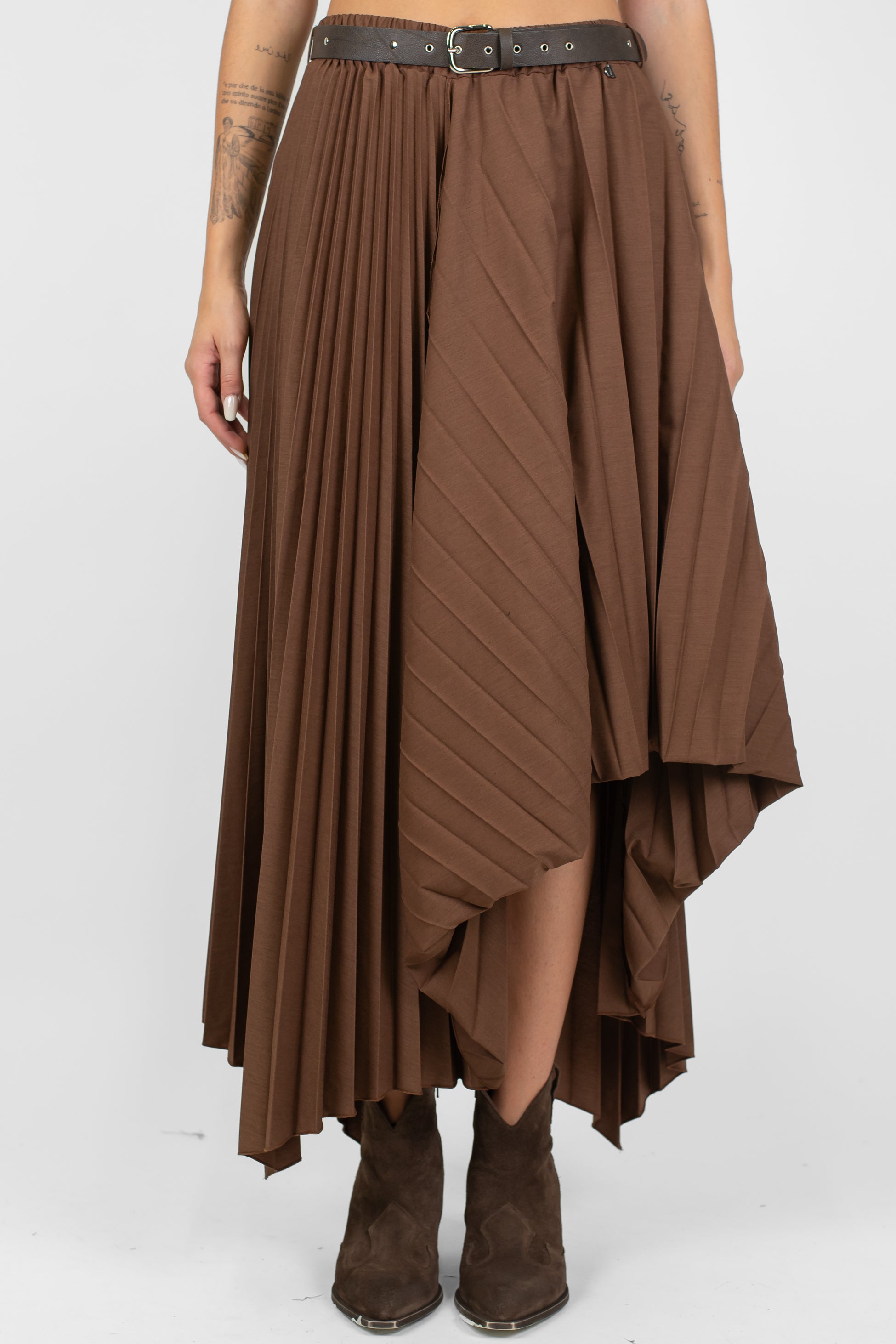 Dixie - Gonna asimmetrica plissé con drappeggi