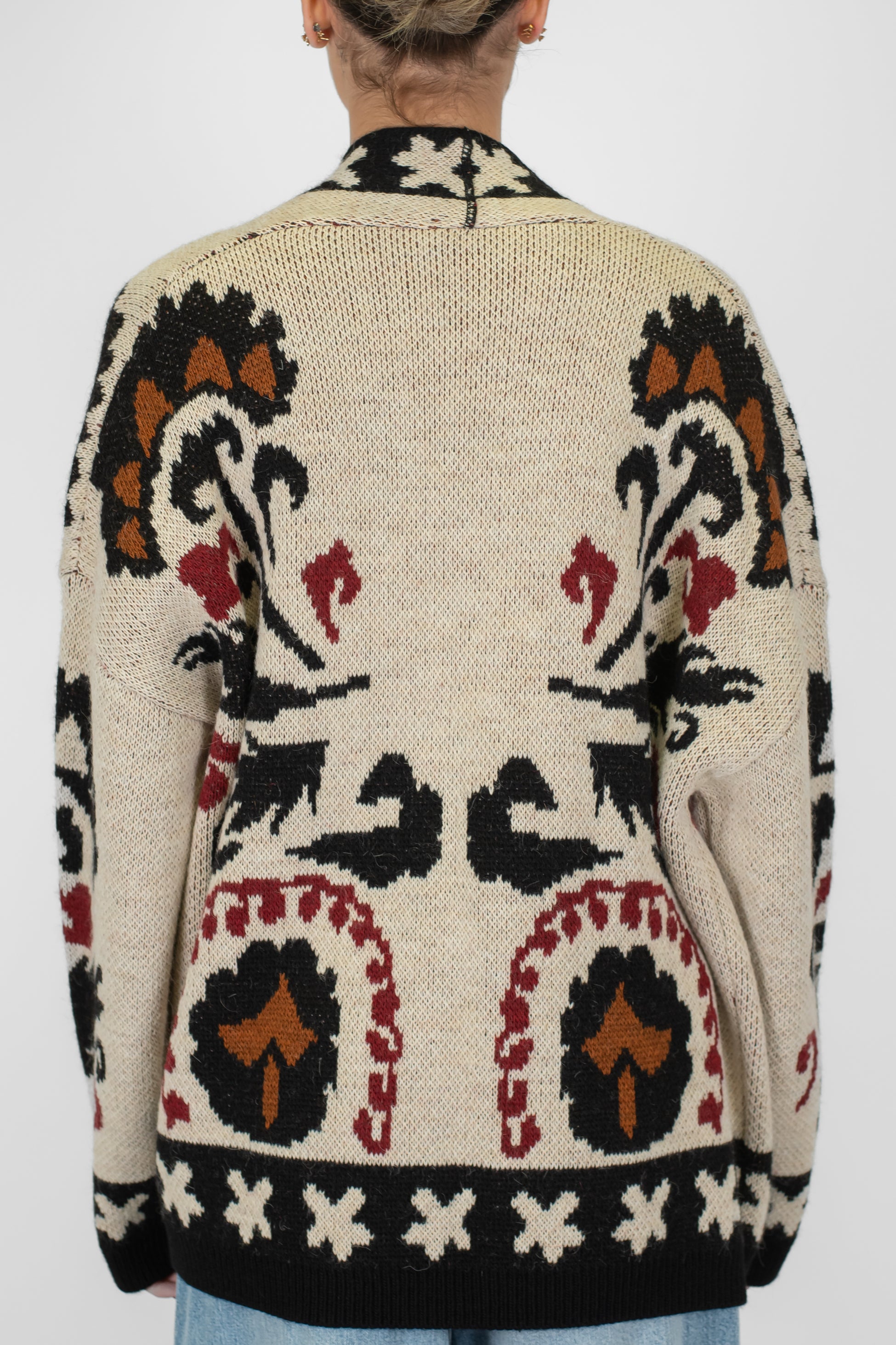 Dixie - Cardigan aperto fantasia astratta in misto lana