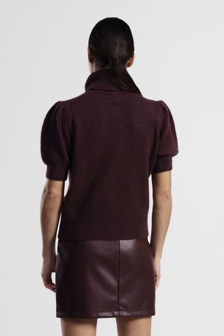 Dixie - Maglione a collo alto maniche corte a palloncino in Baby alpaca