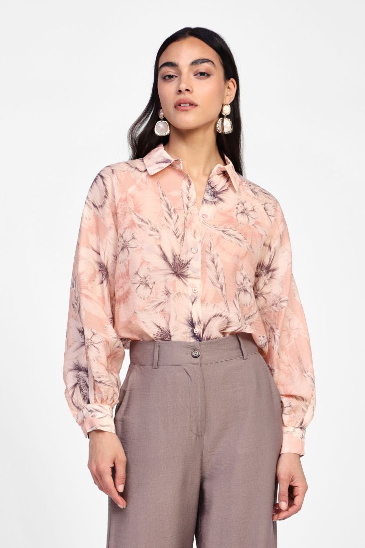 Dixie - Camicia fantasia floreale in lyocell