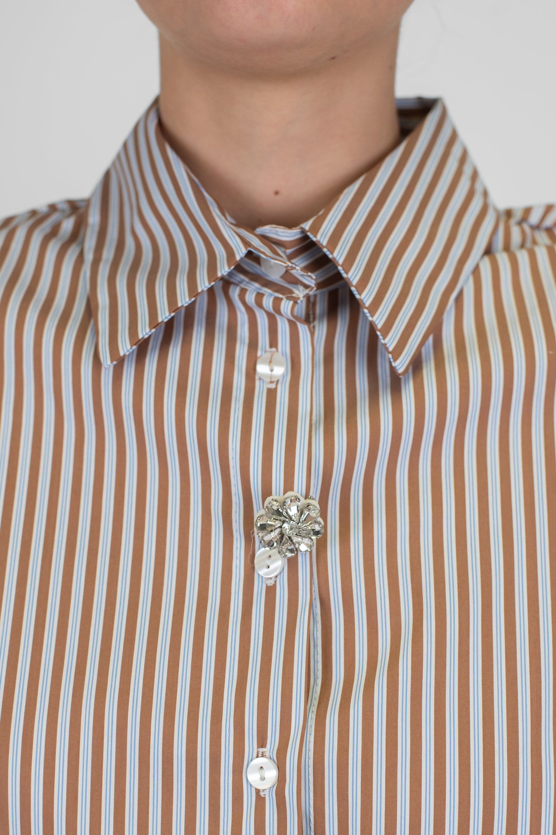 Maryley - Camicia in cotone a righe con spalline