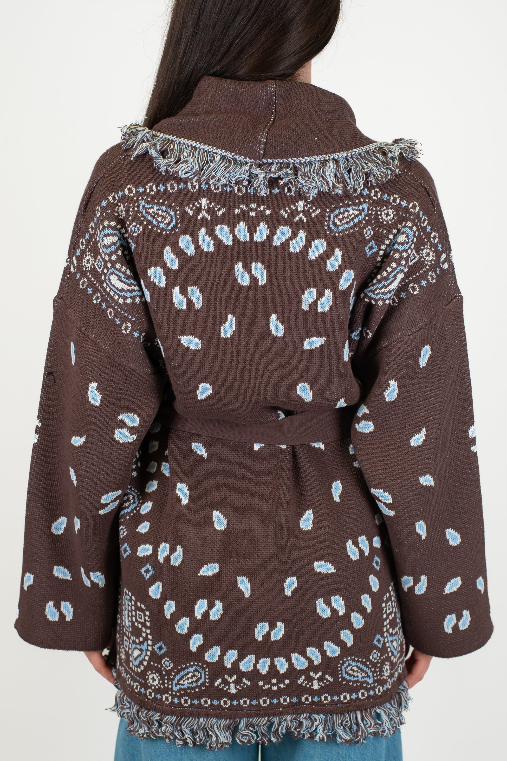 Tensione in - Cardigan fantasia bandana con frange