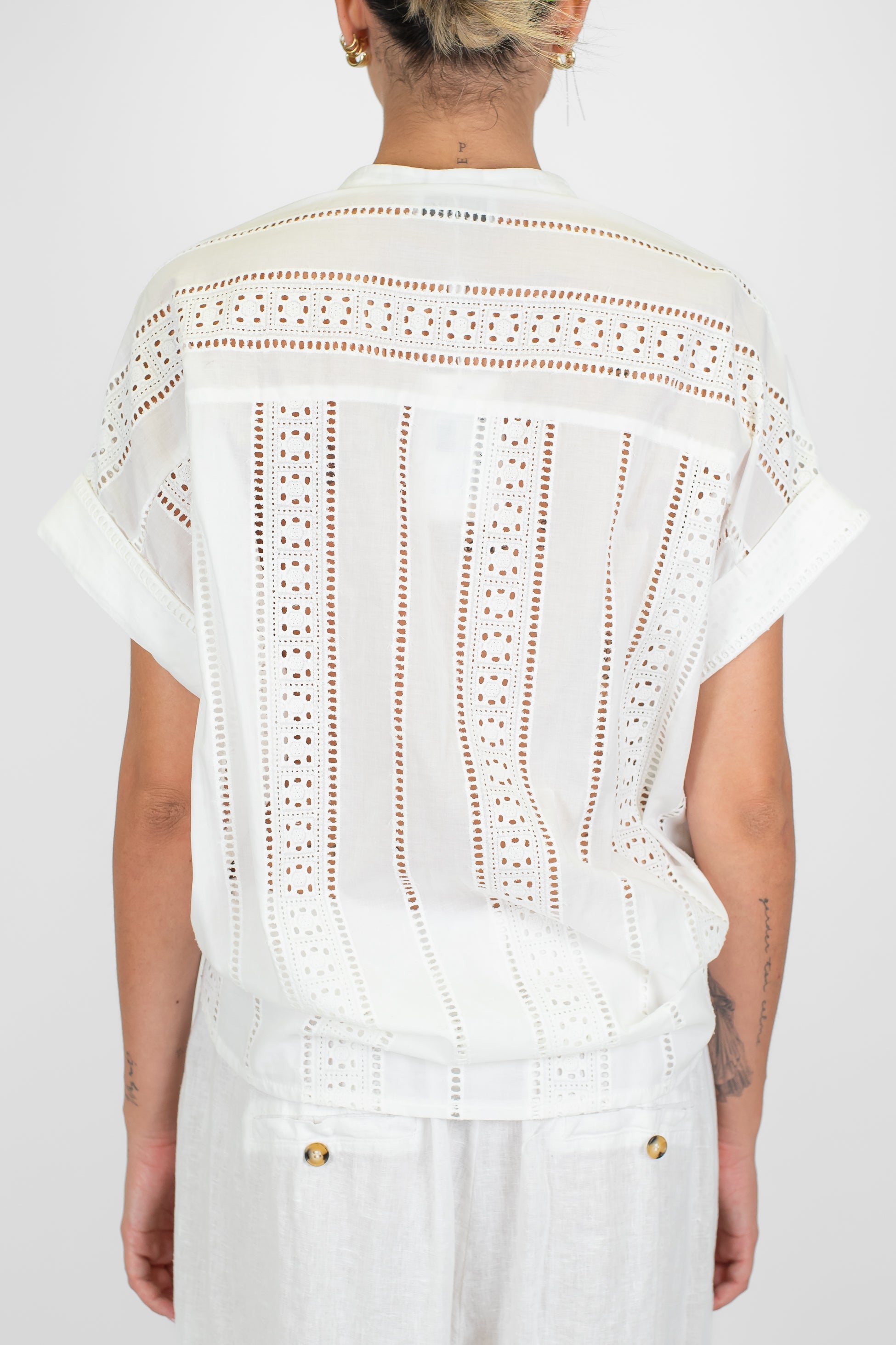 Motel - Camicia mezza manica in cotone traforato