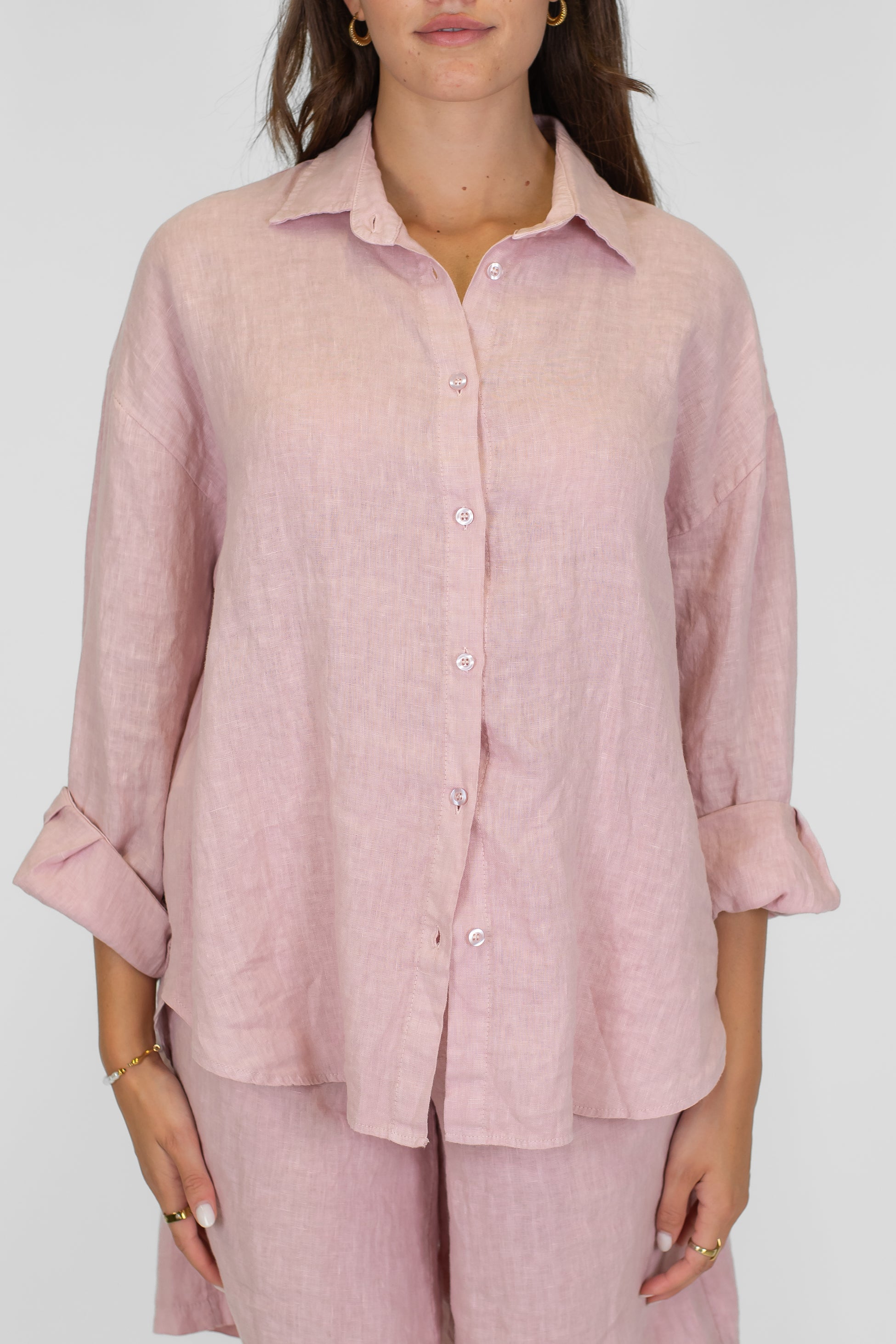 Haveone - Camicia tinta unita in puro lino