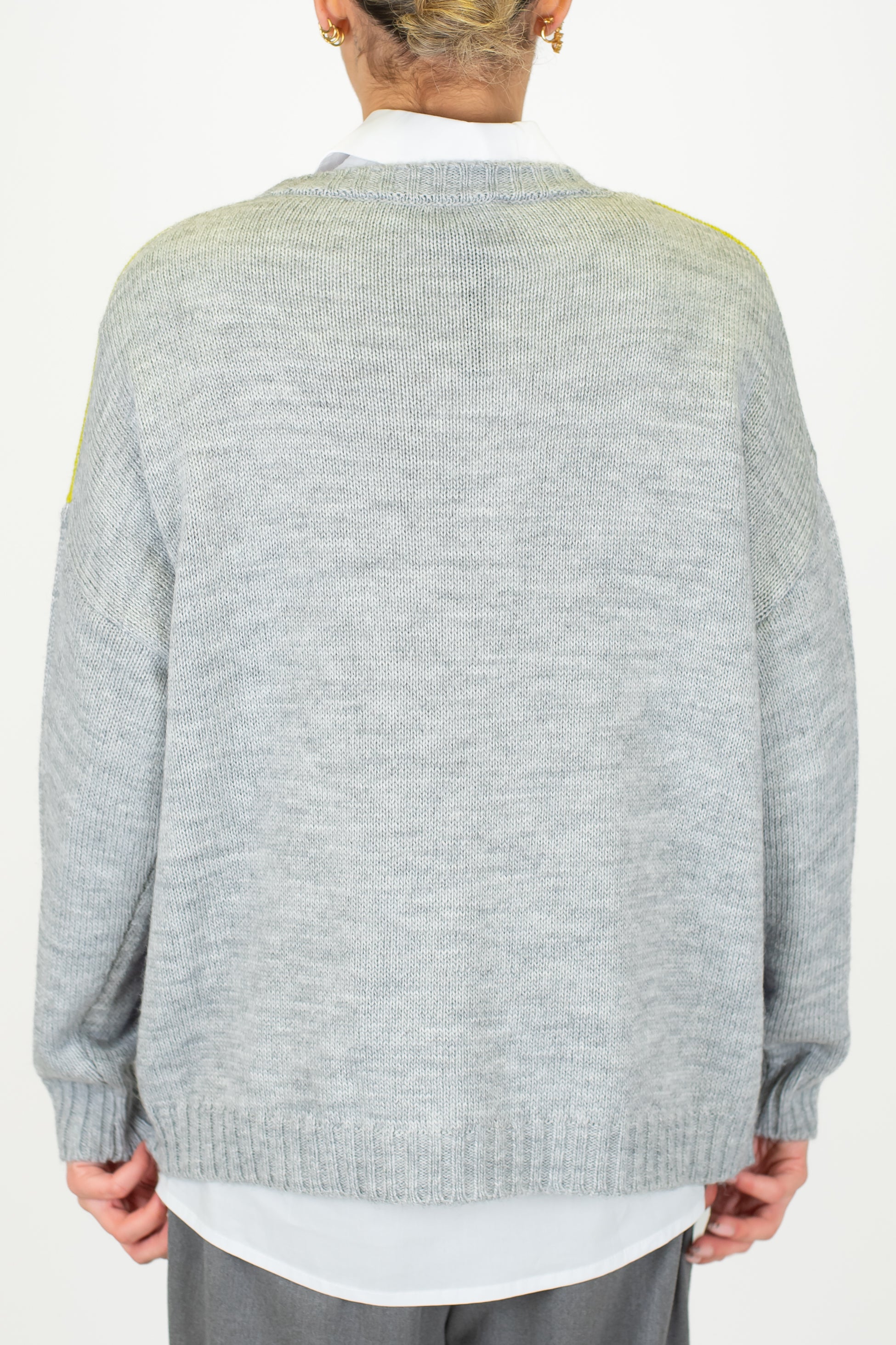 Haveone - Maglia girocollo in misto lana fantasia rombi