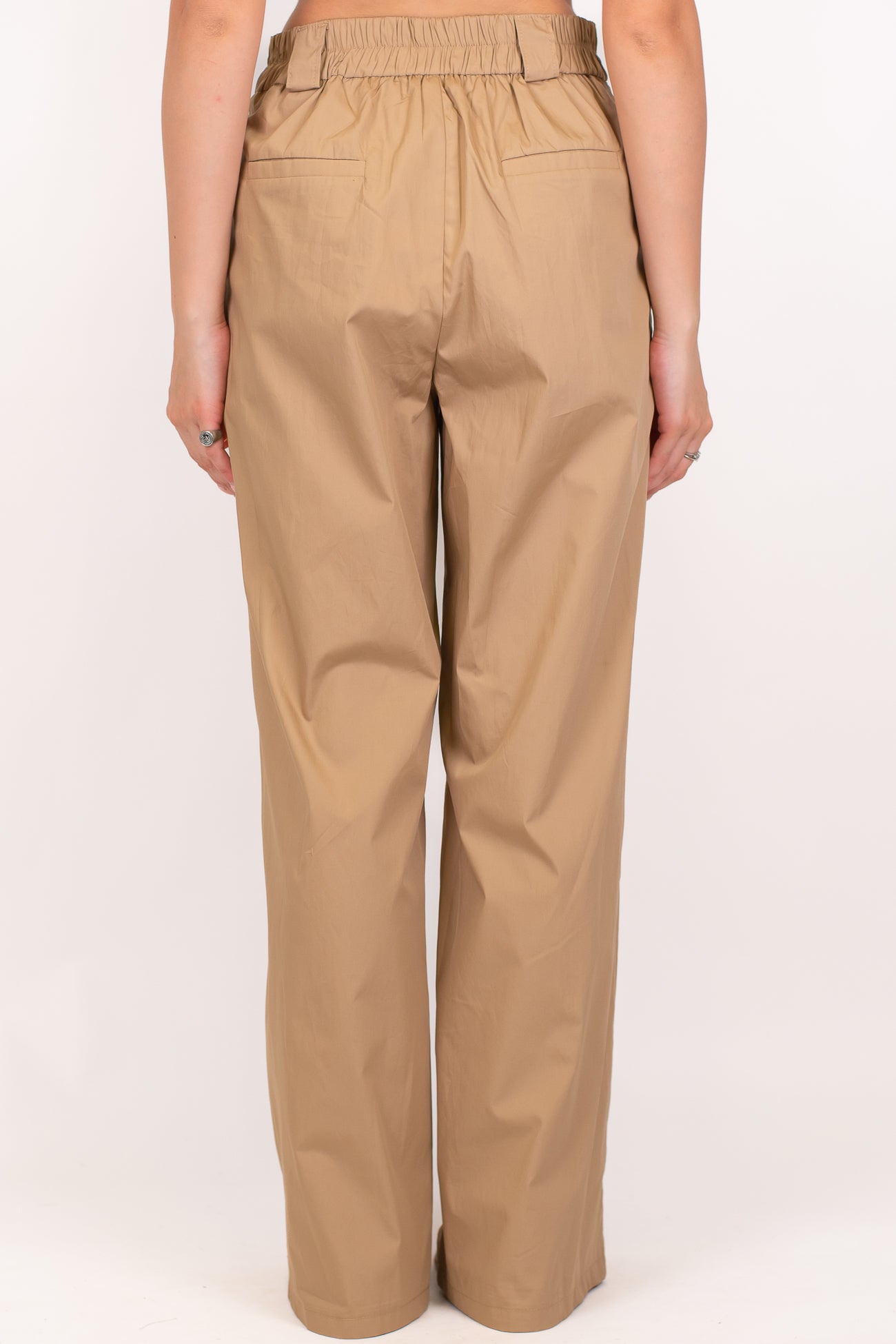 Tensione in - Pantalone palazzo in cotone leggero tela paracadute con elastico sul retro