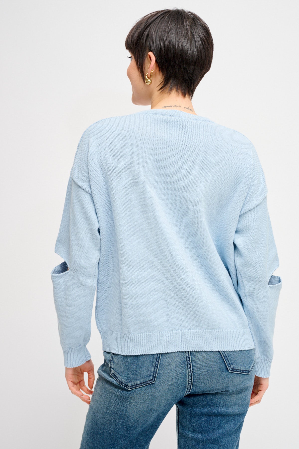 Maryley - Maglia girocollo con spacchetti sui gomiti