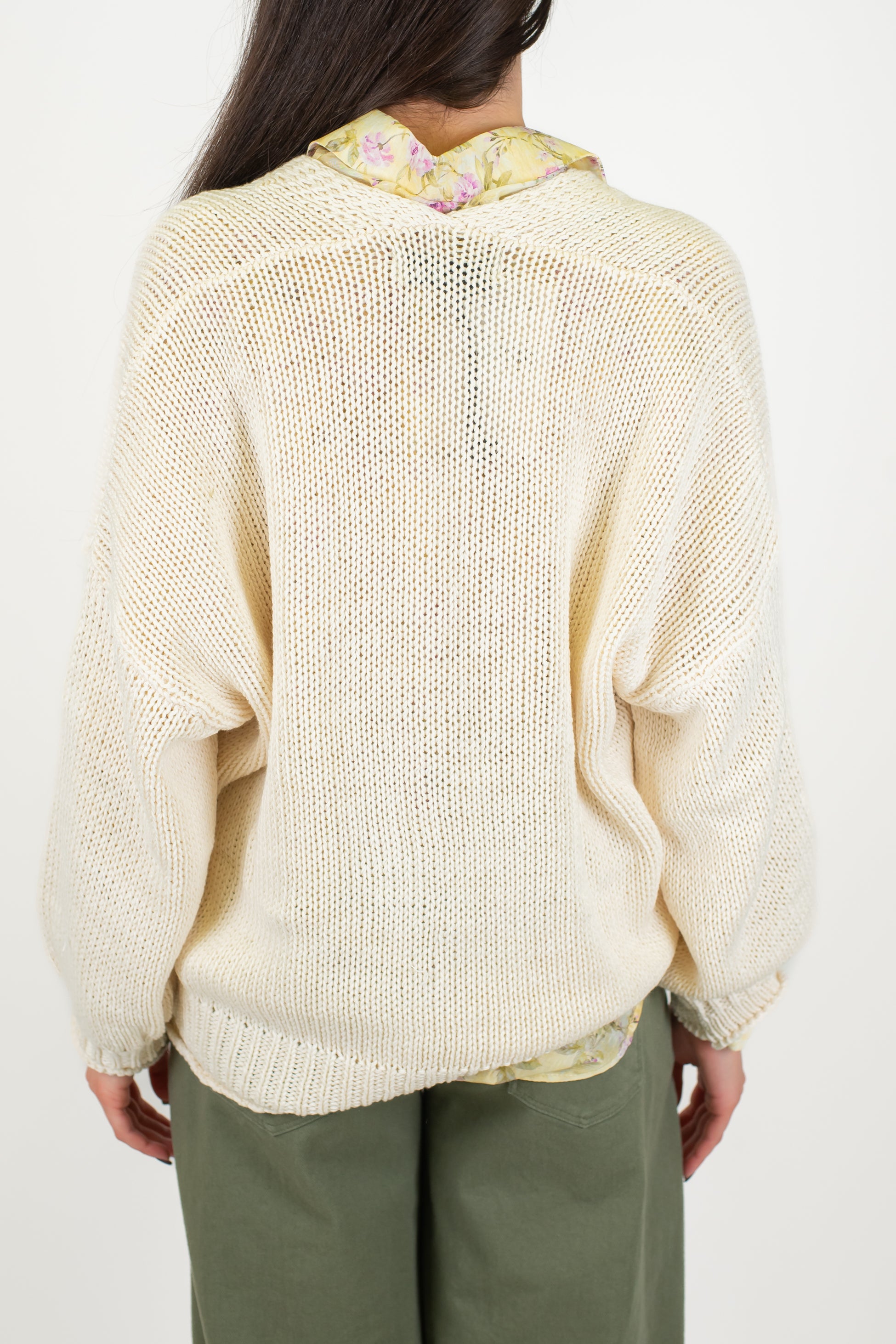 Haveone - Cardigan tre bottoni in filato leggero con taschini laterali