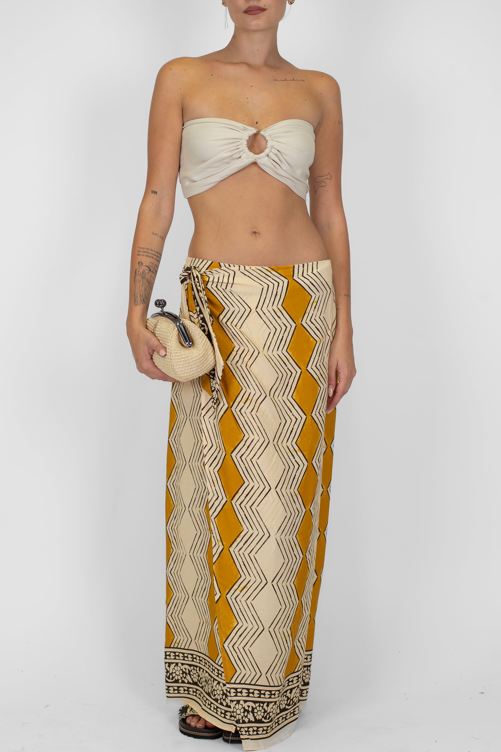 Haveone - Gonna pareo a portafoglio fantasia geometrica in viscosa