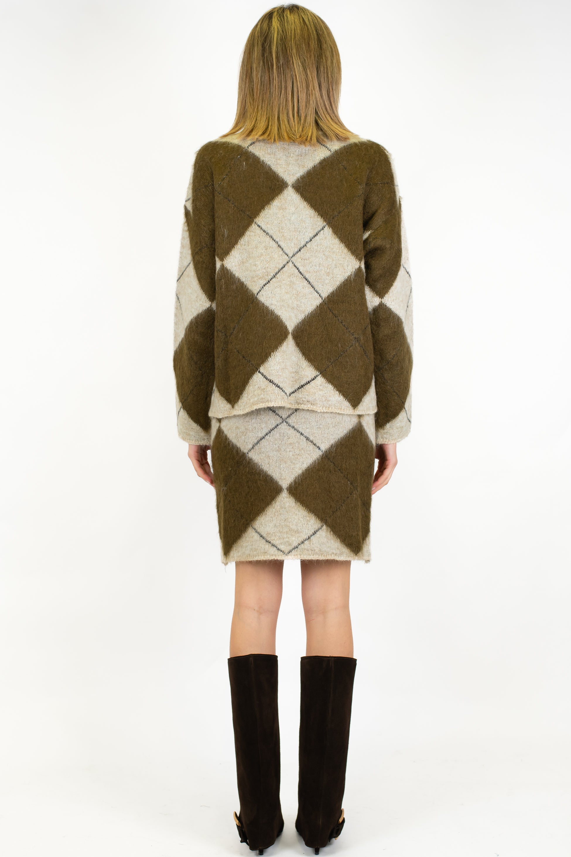 Tensione in - Coordinato in lana mohair con dolcevita e minigonna