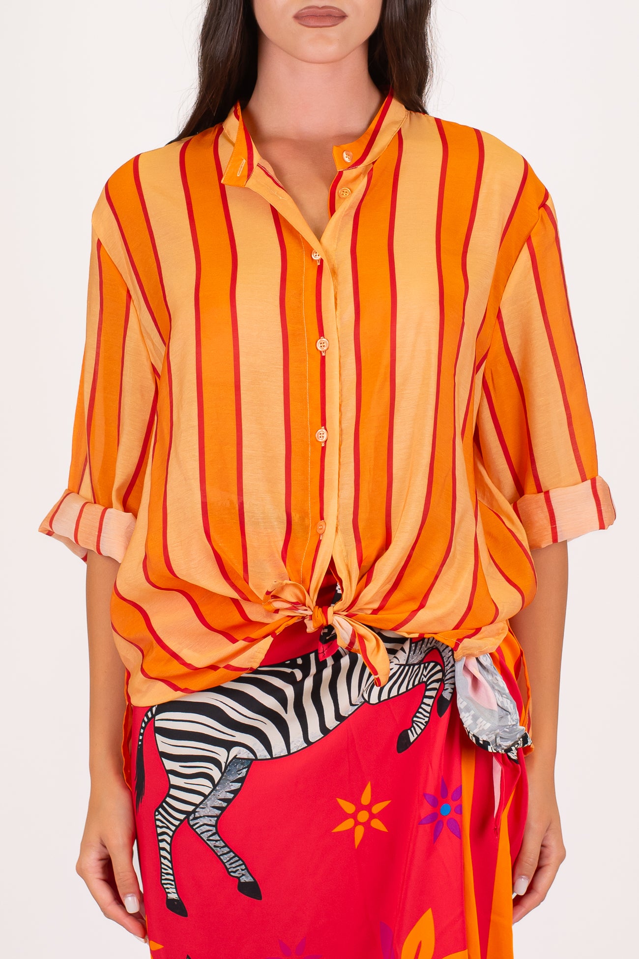 Dixie - Camicia rigata in viscosa leggera