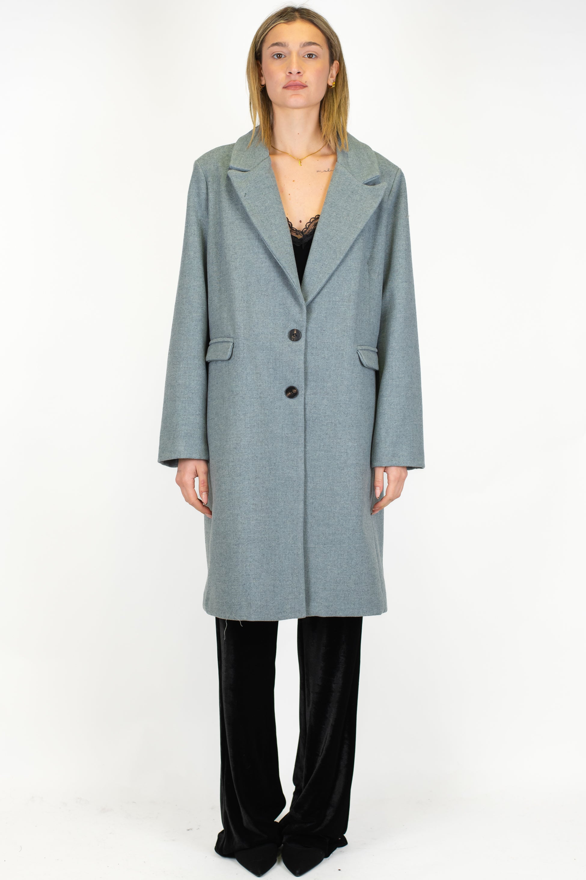 Haveone - Cappotto monopetto in misto lana