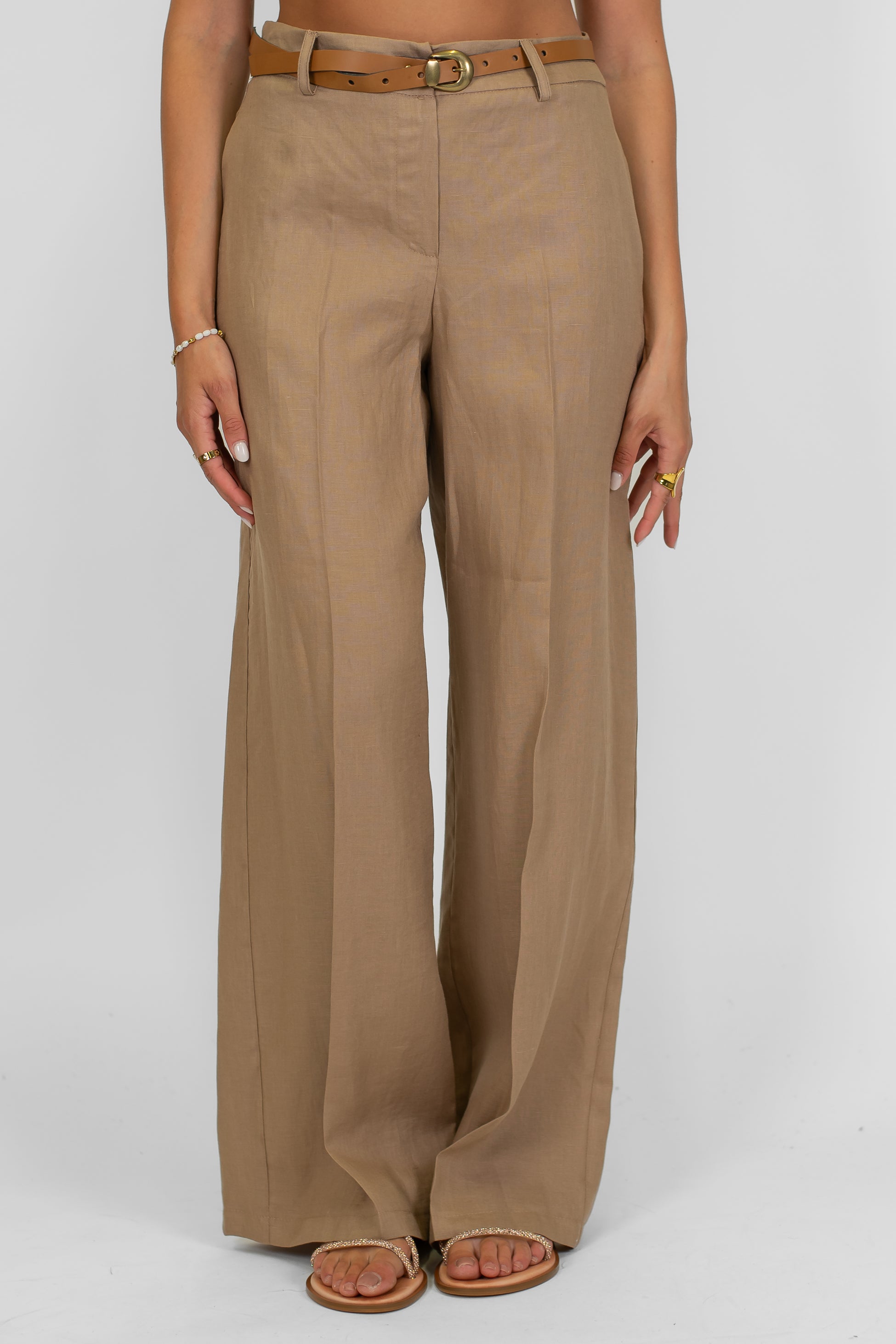 Tensione in - Pantalone palazzo in puro lino