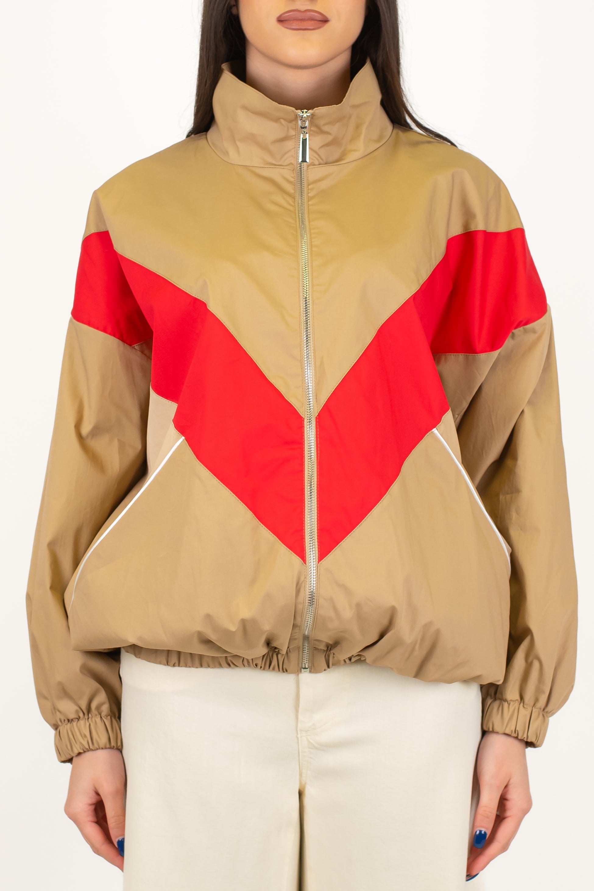 Haveone - Bomber fantasia riga a contrasto con elastico in vita