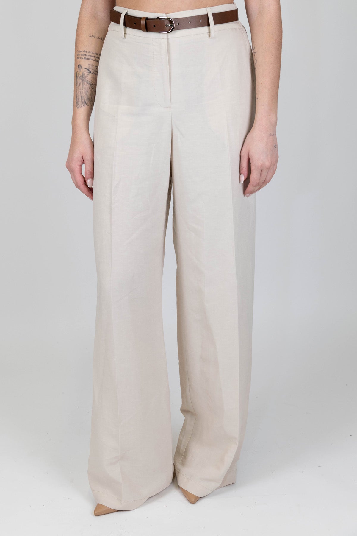 Motel - Pantalone palazzo in misto lino