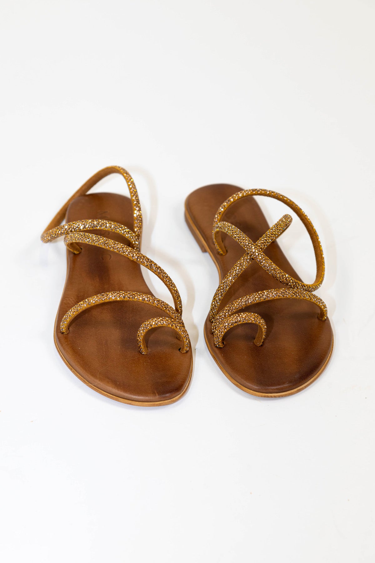 Mosaic - Sandalo intrecciato con strass e sottopiede moro