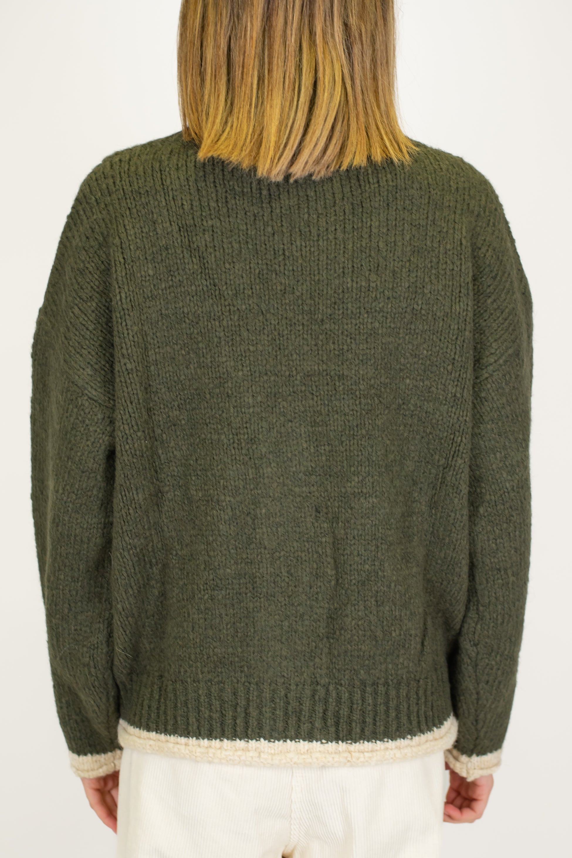 Motel - Cardigan tre bottoni in misto lana con fondo a contrasto