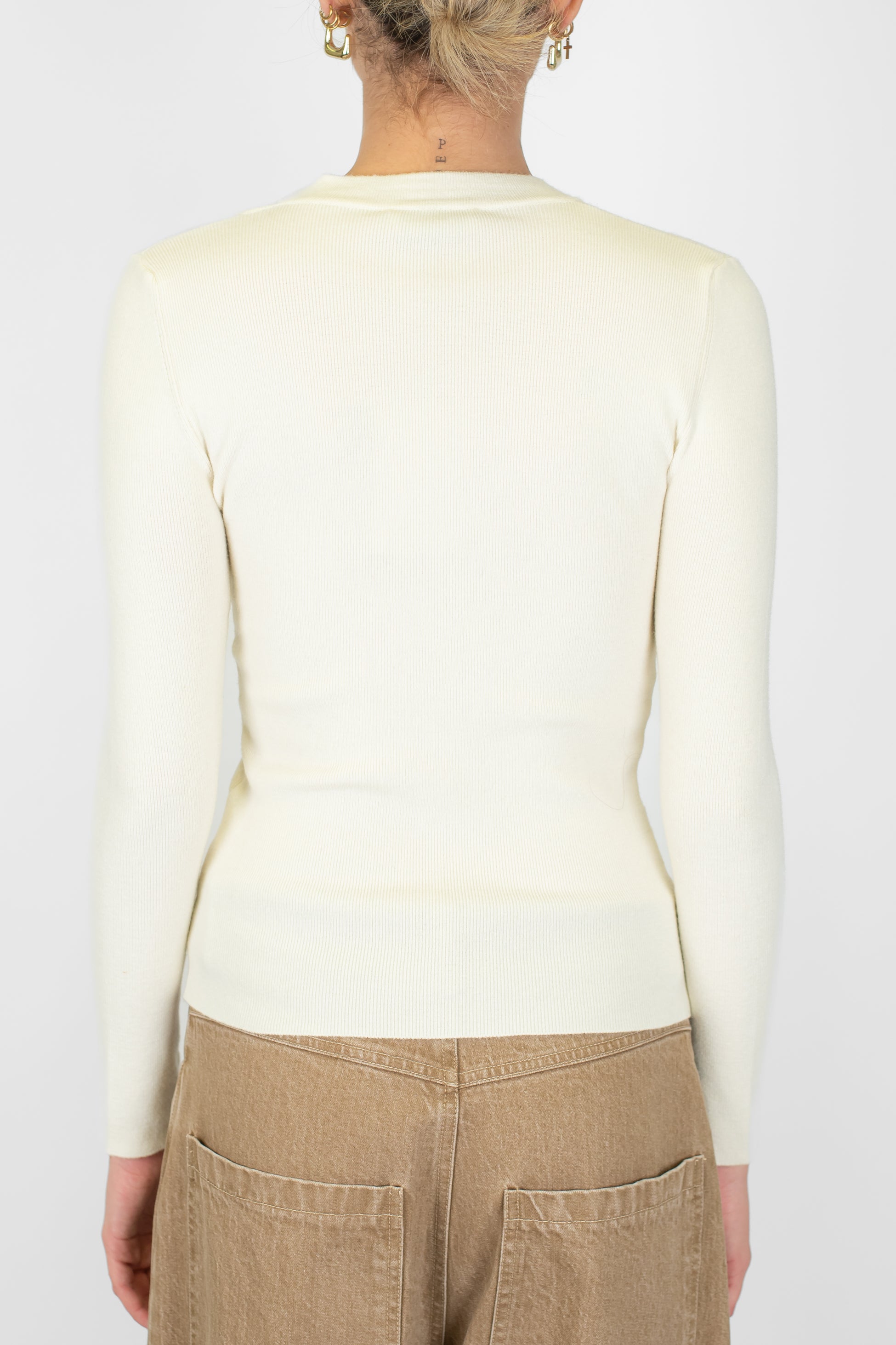 Motel - Maglia a costine con fiocco al collo