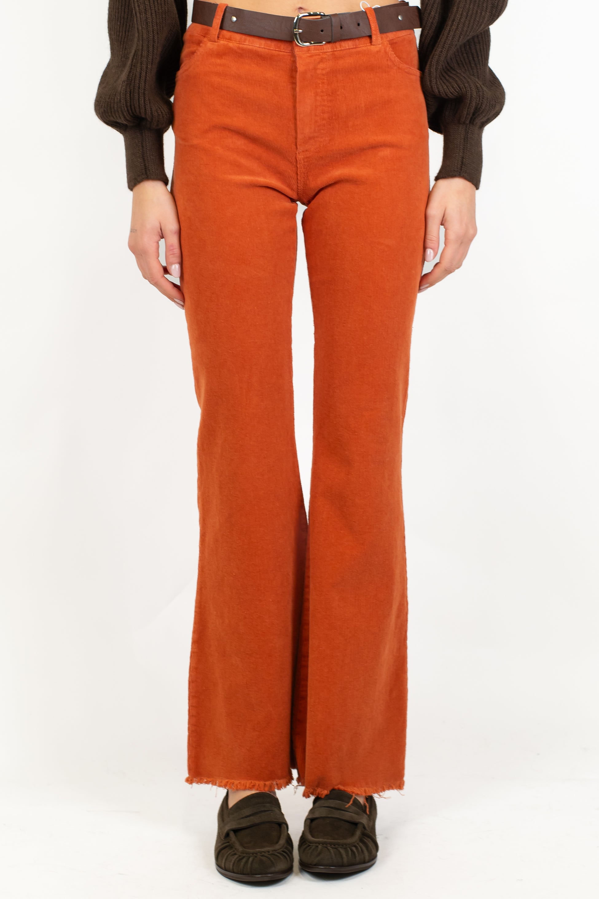 Motel - Pantalone a zampa in velluto millerighe