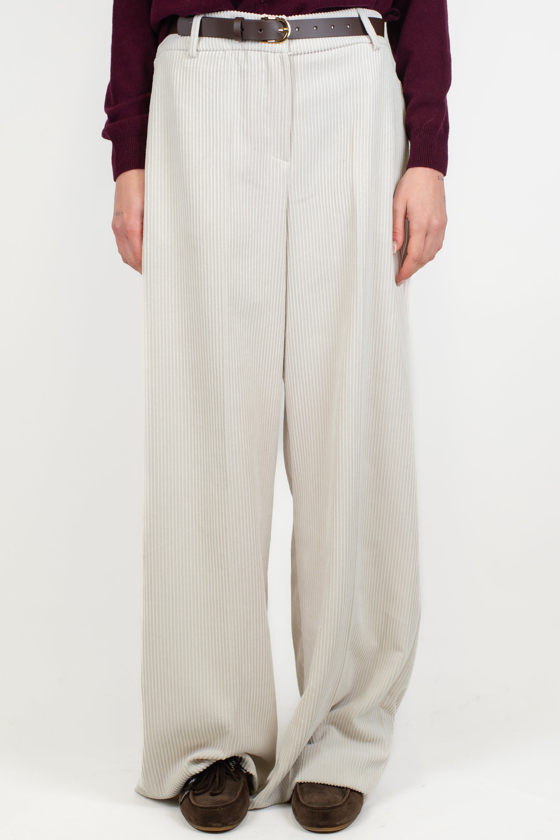 Motel - Pantalone palazzo in velluto a coste con elastico sul retro