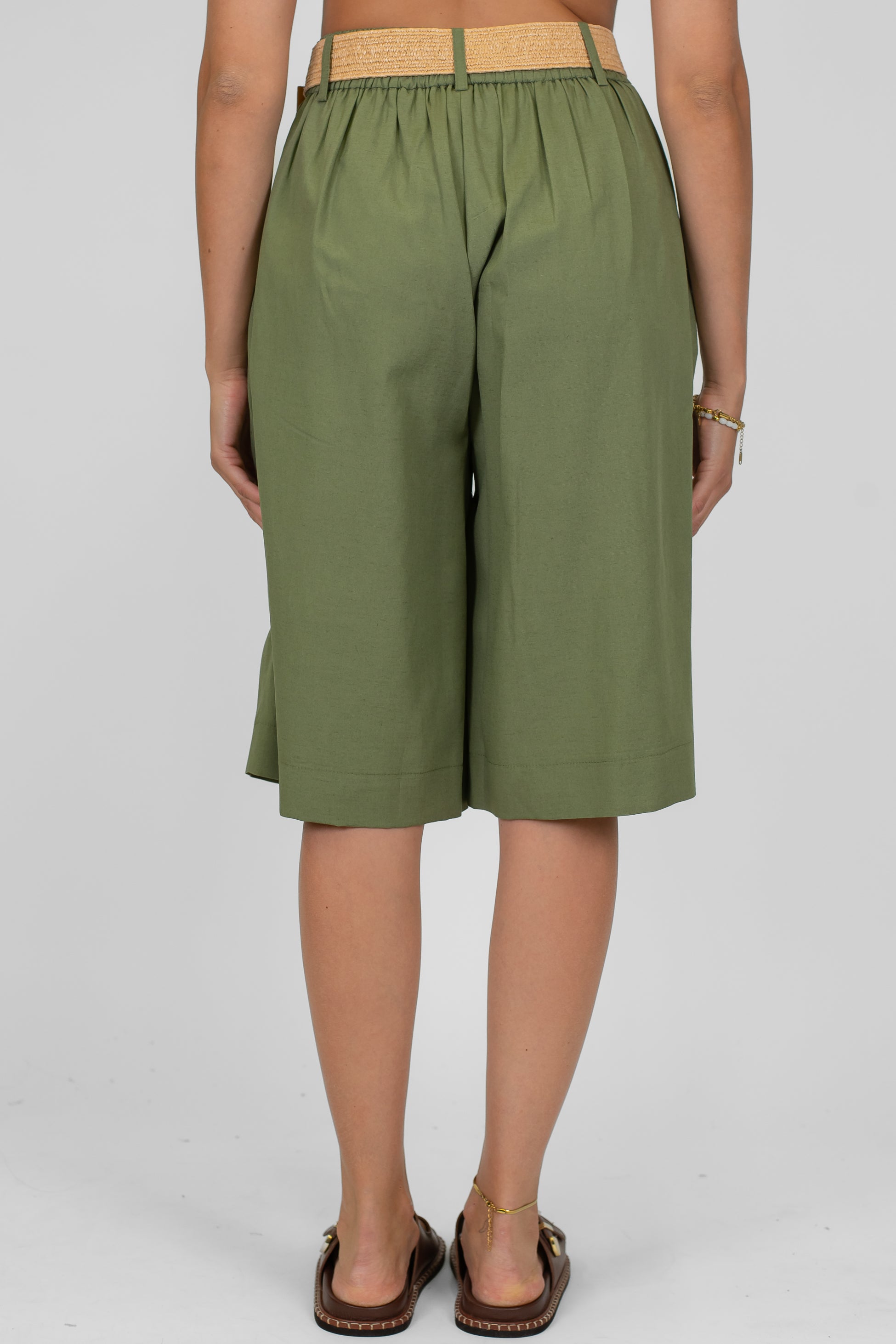 Dixie - Bermuda con pinces in misto lino