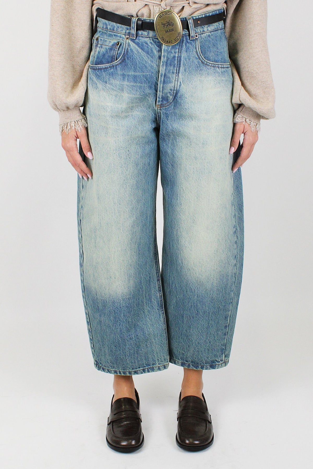 Tensione in - Jeans balloon crop lavaggio chiaro