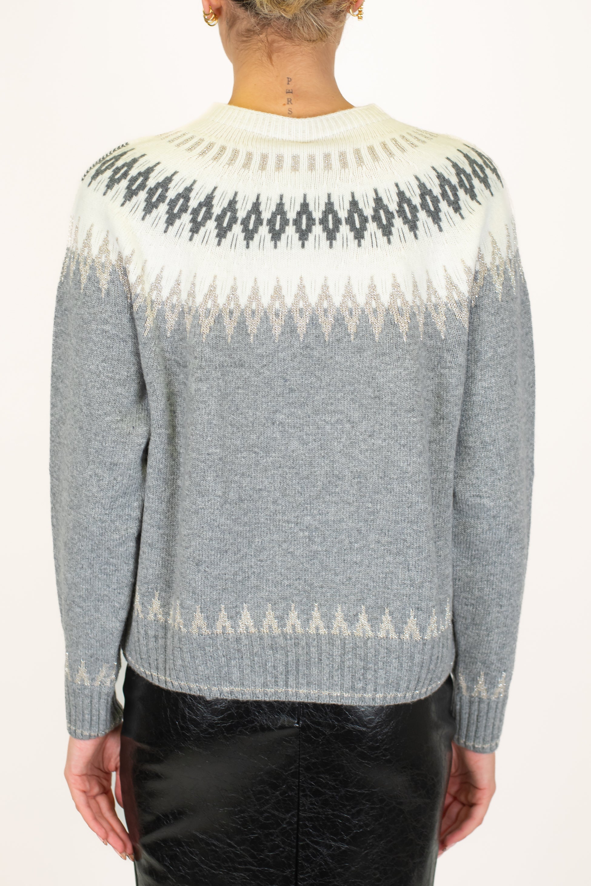 Tensione in - Maglia fantasia jacquard in misto lana e chashmere