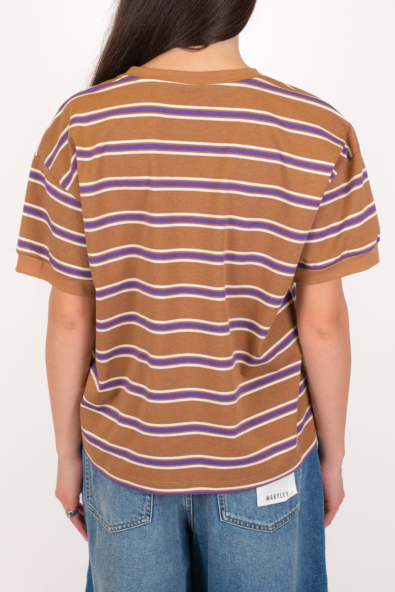 Tensione in - T-shirt fantasia a righe a contrasto