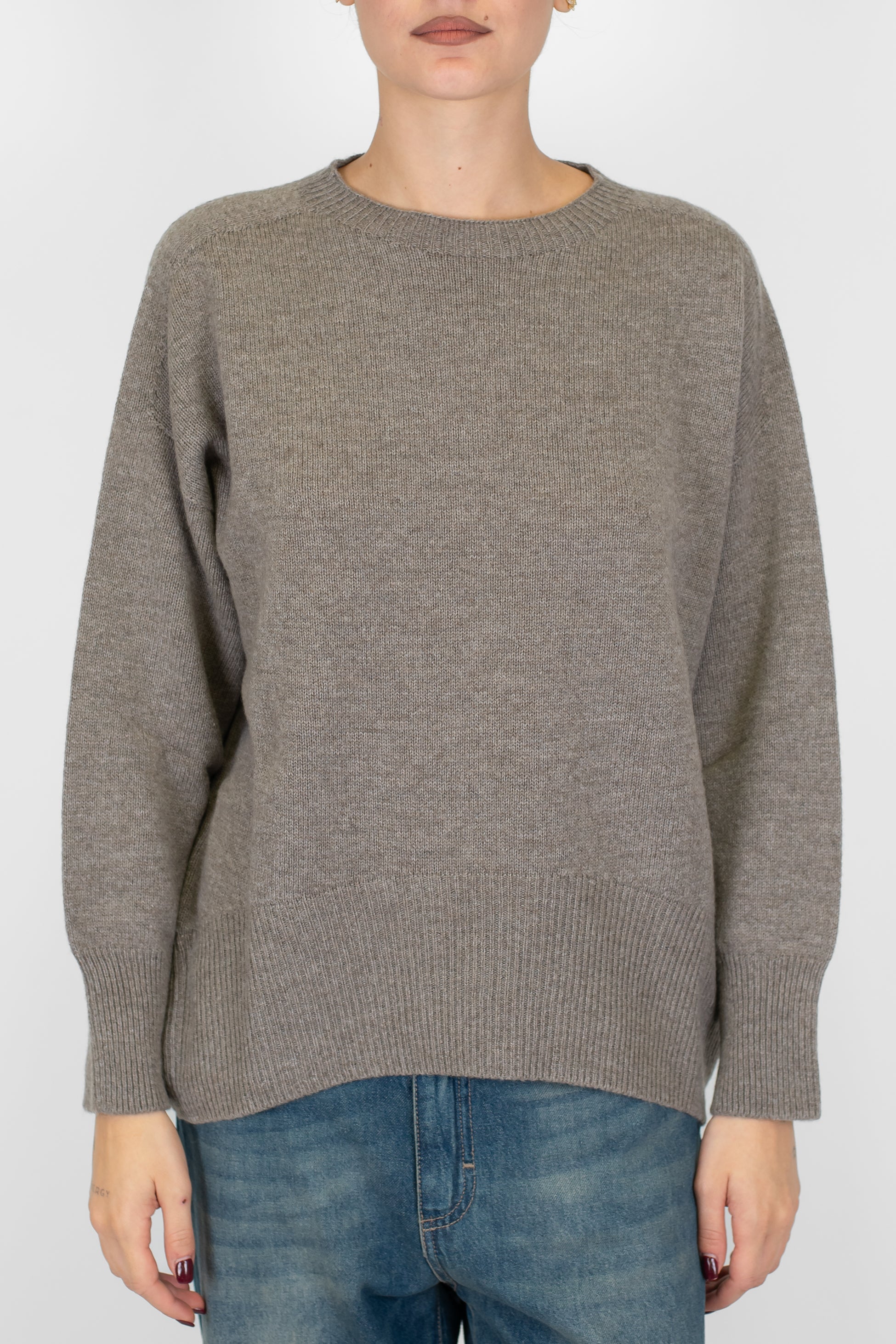 Tensione in - Maglia girocollo in misto cashmere con orlo stondato