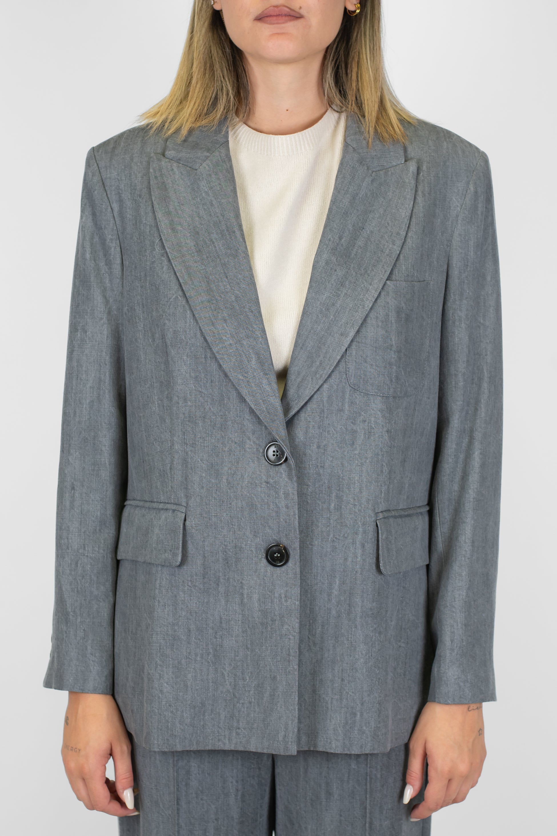 Maryley - Giacca monopetto in lyocell con taschino