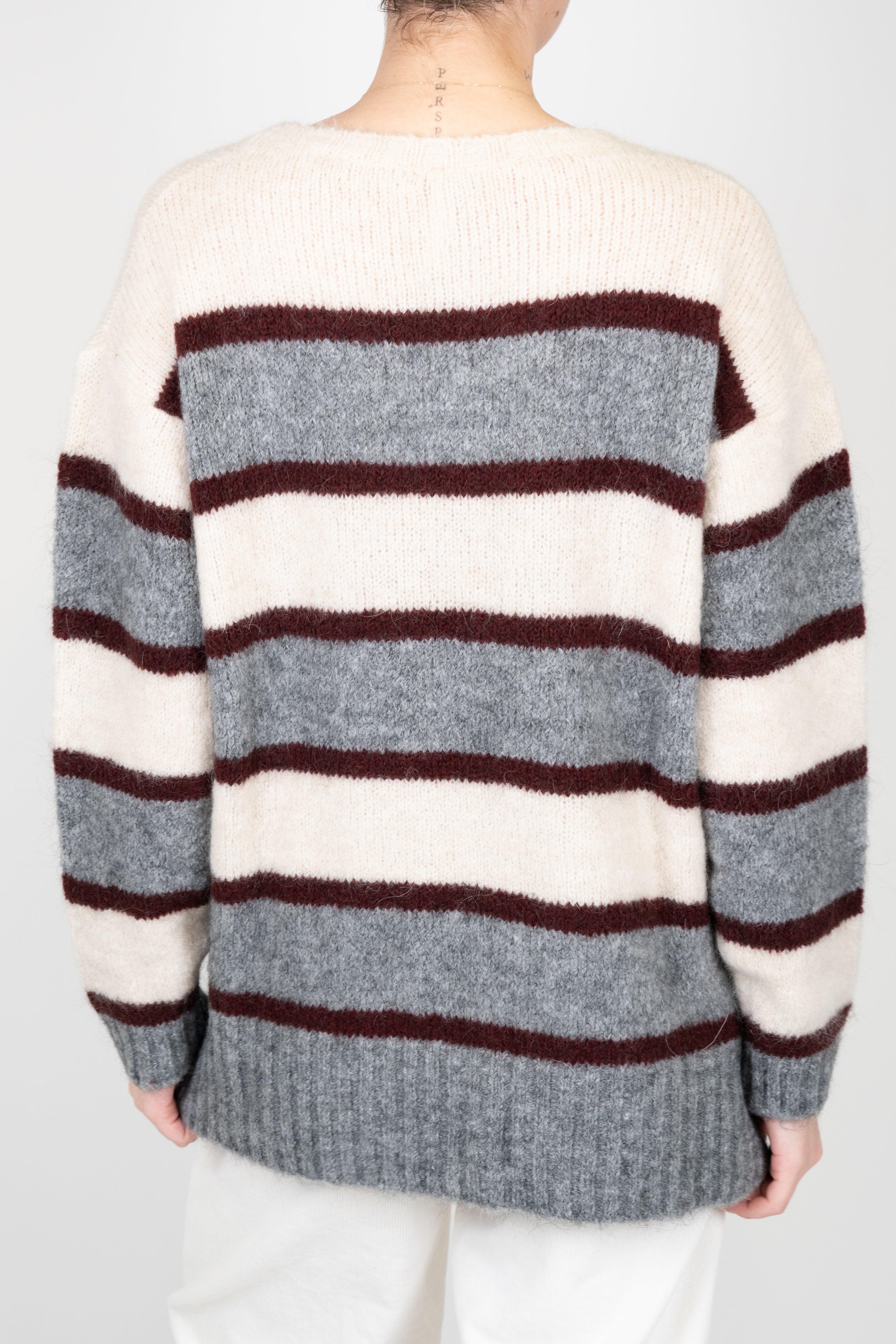 Tensione in - Maglia fantasia righe a contrasto in misto lana