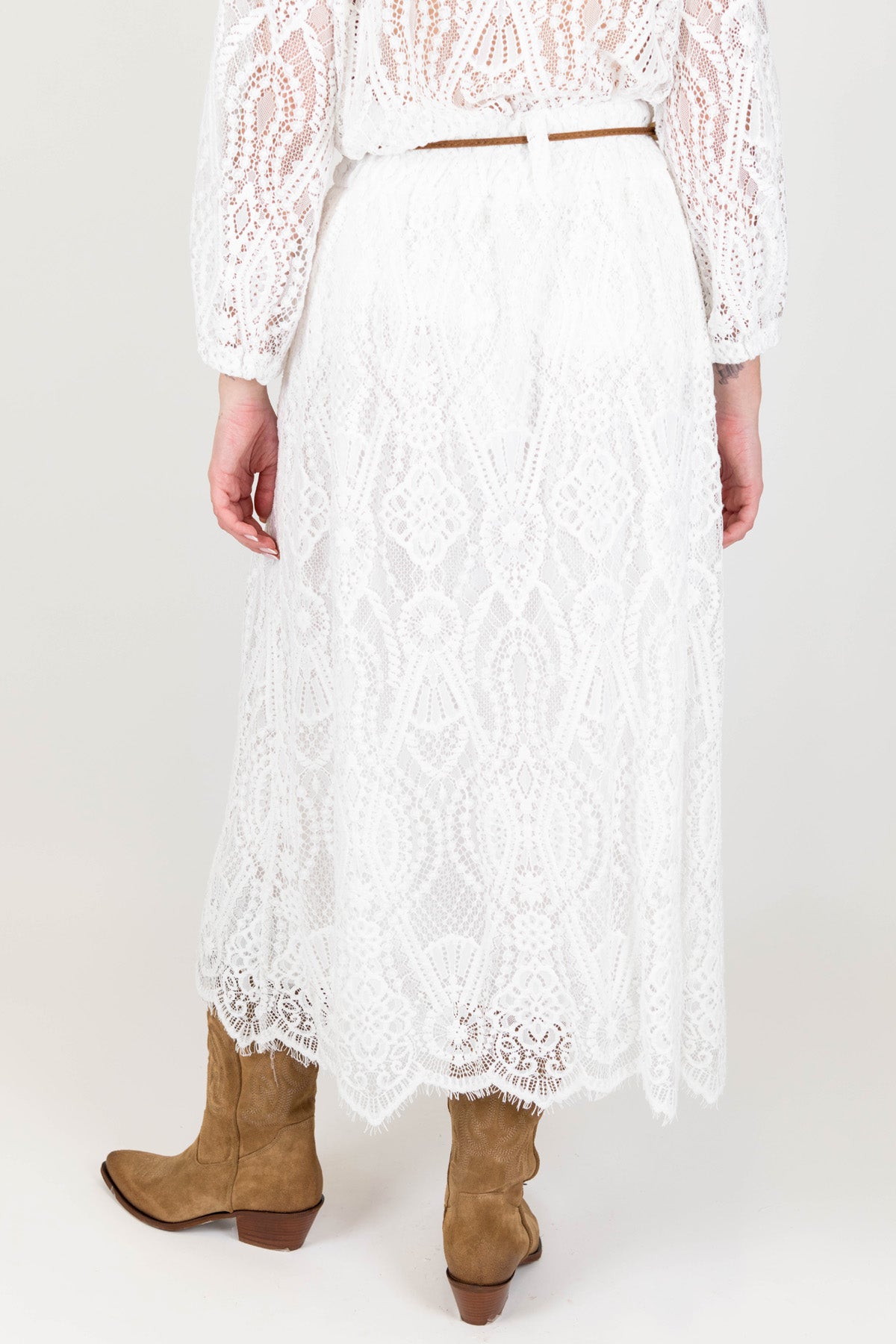 Motel - Gonna in pizzo e crochet con elastico in vita