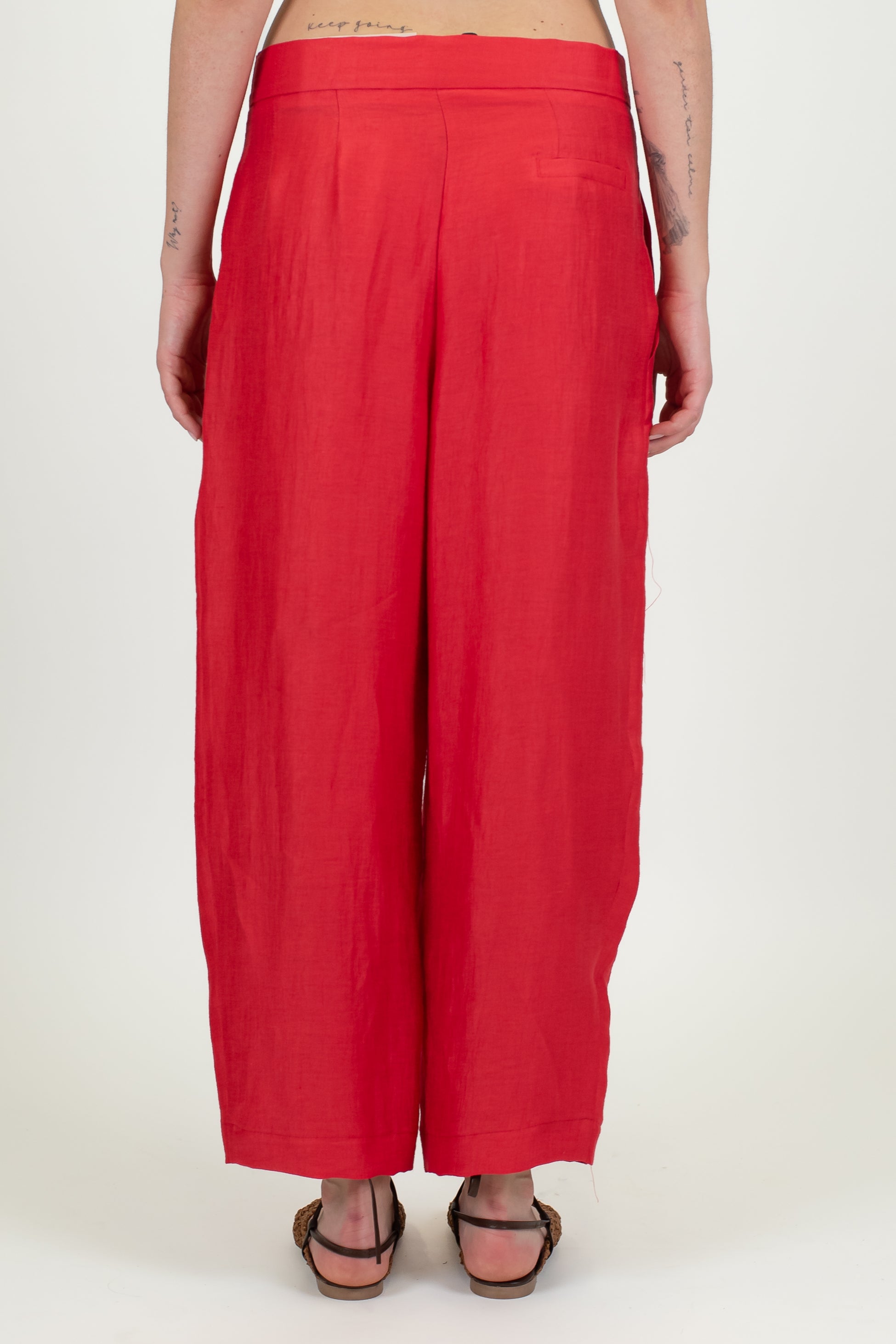 Maryley - Pantalone balloon con pinces in lino