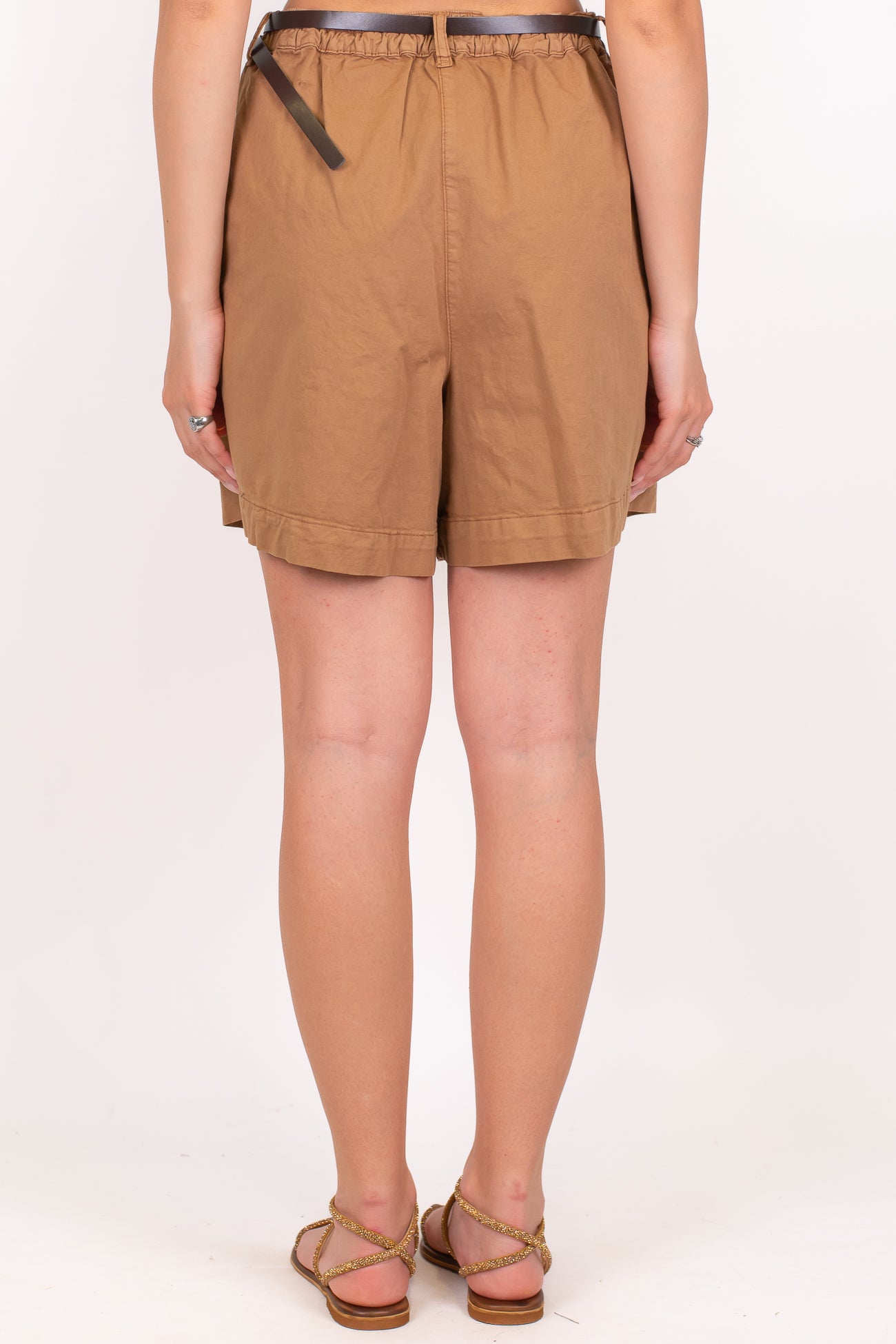 Dixie - Bermuda in cotone con pinces ed elastico sul retro