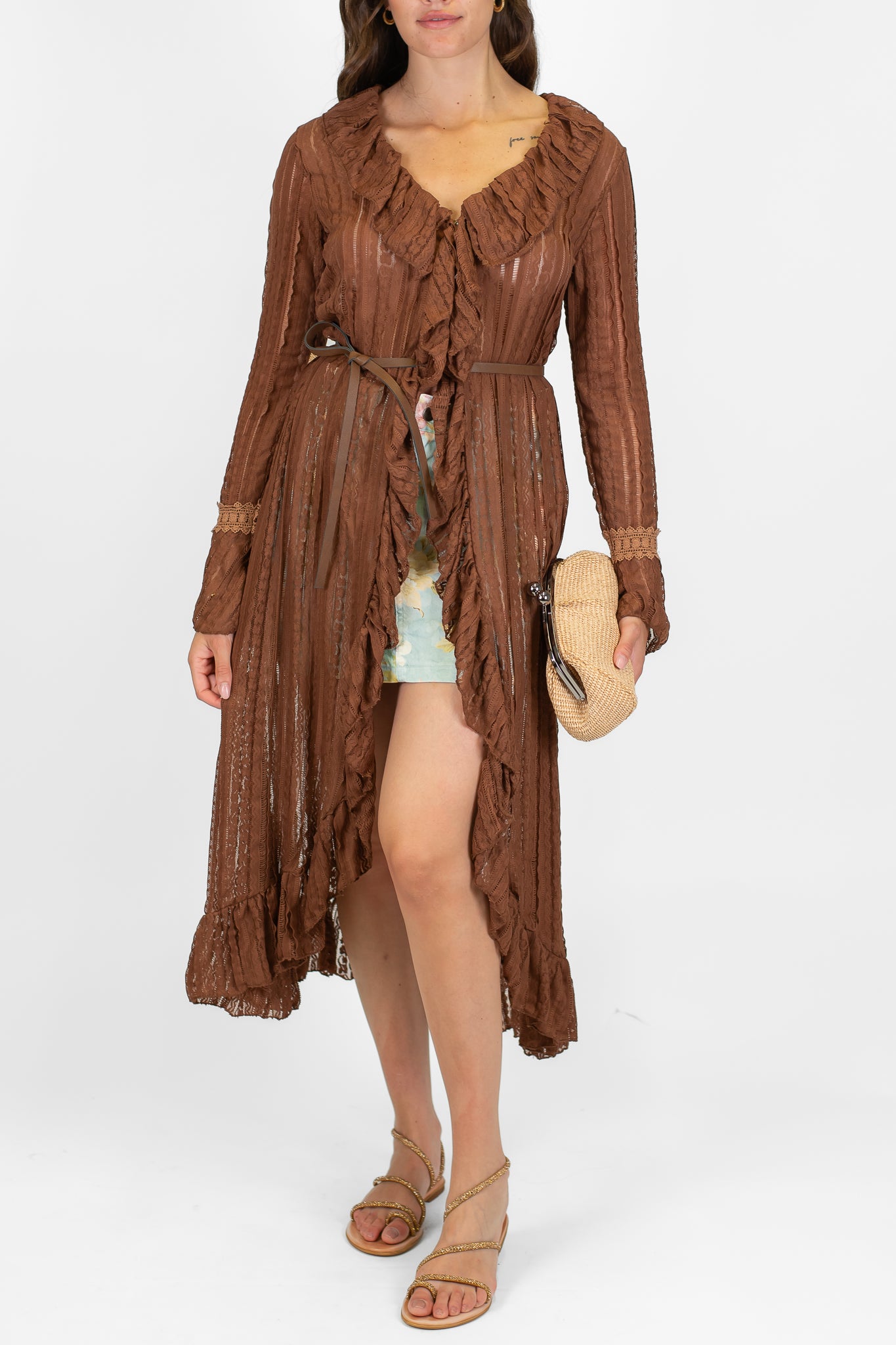 Tensione in - Minigonna fantasia floreale in denim