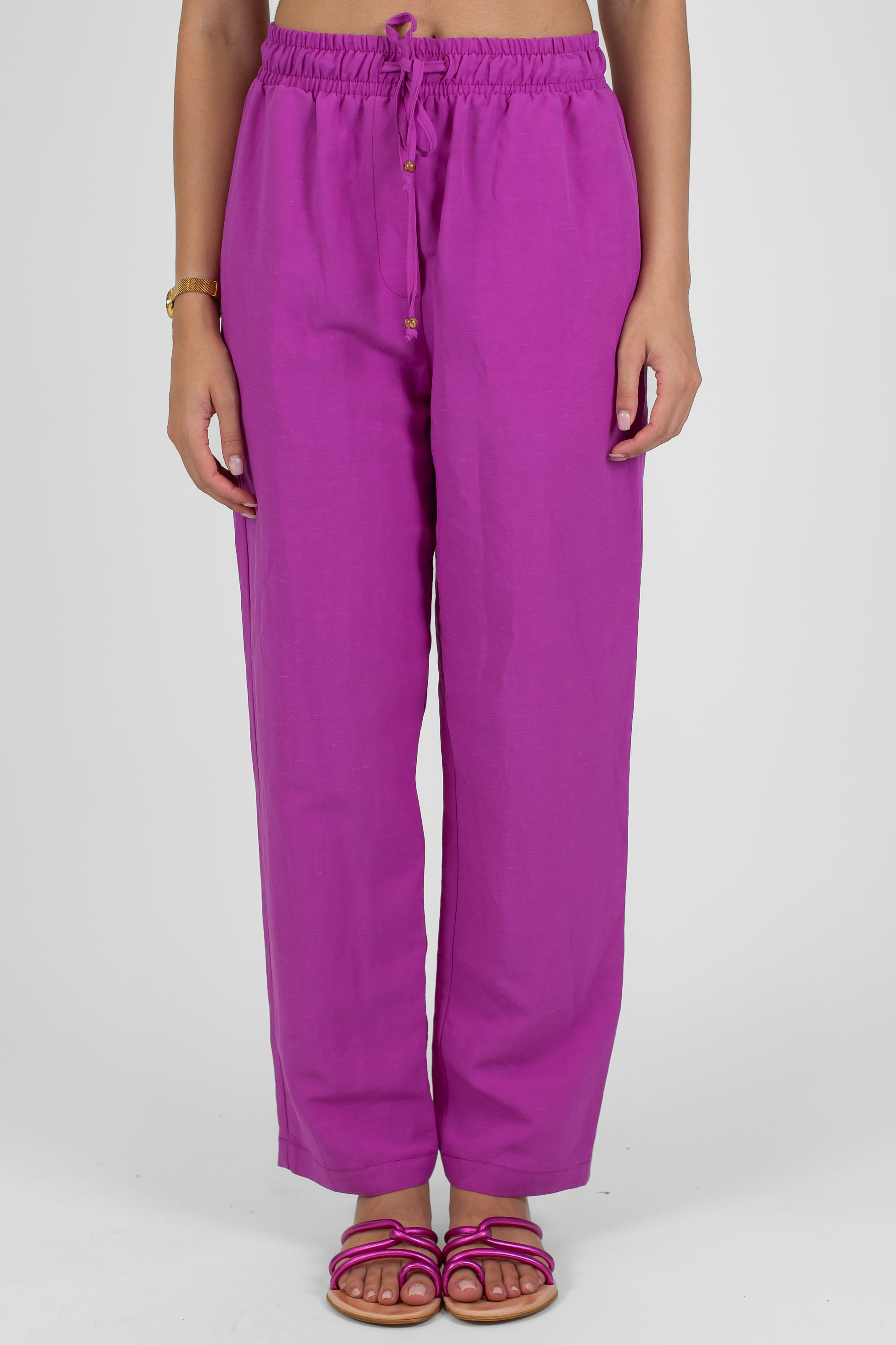 Motel - Pantalone in misto lino e viscosa con coulisse