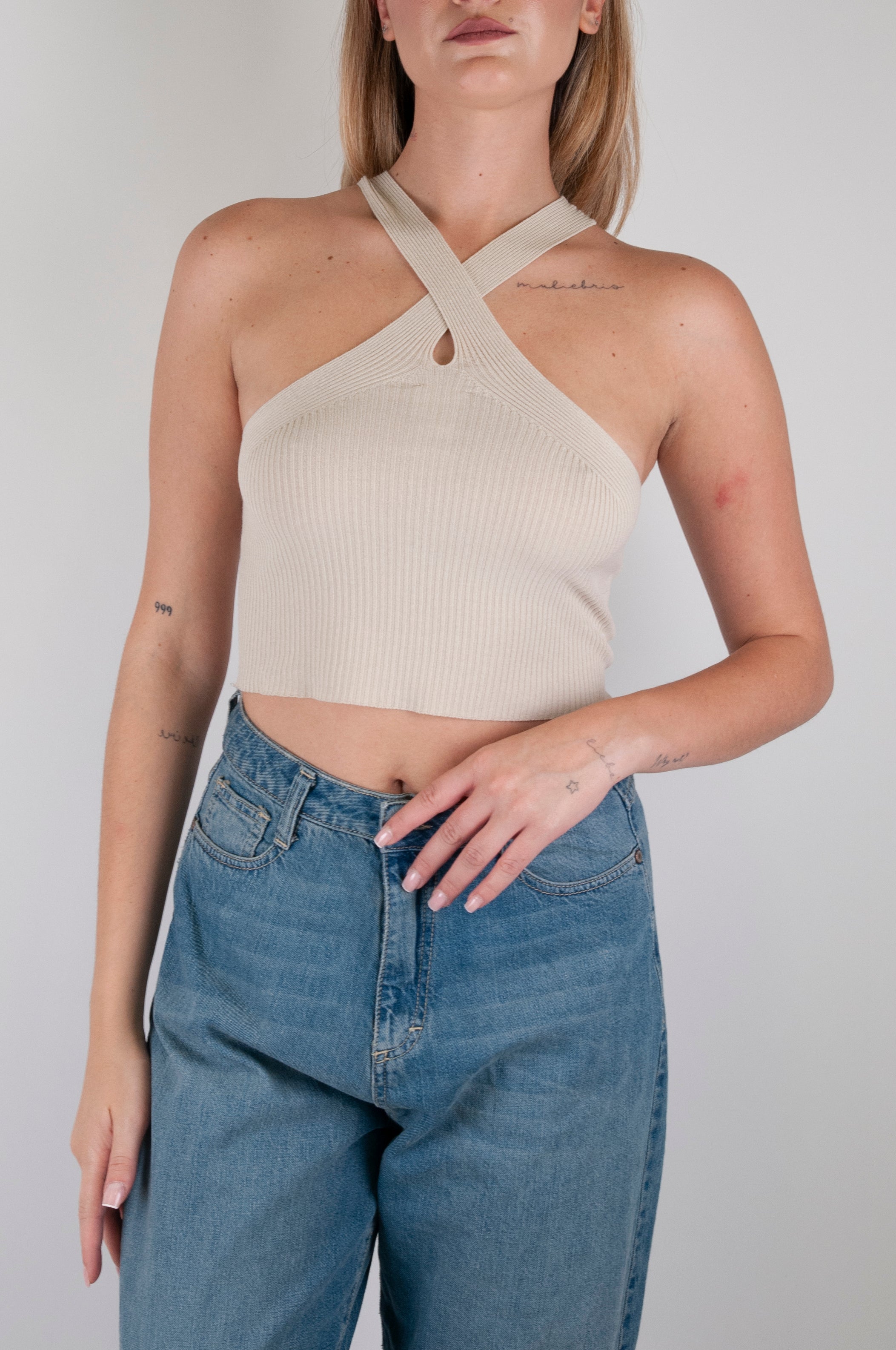 Kontatto - Top incrociato a costine