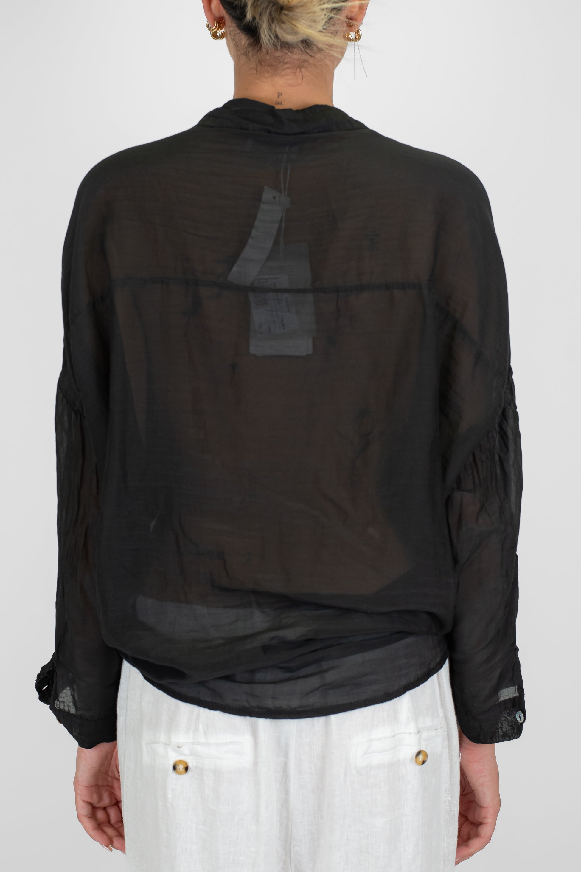 Motel - Camicia tinta unita in misto seta