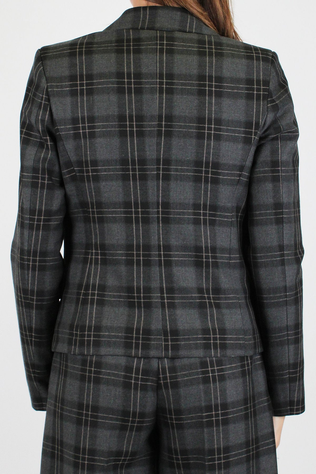 Maryley - Giacca crop fantasia check con pinces