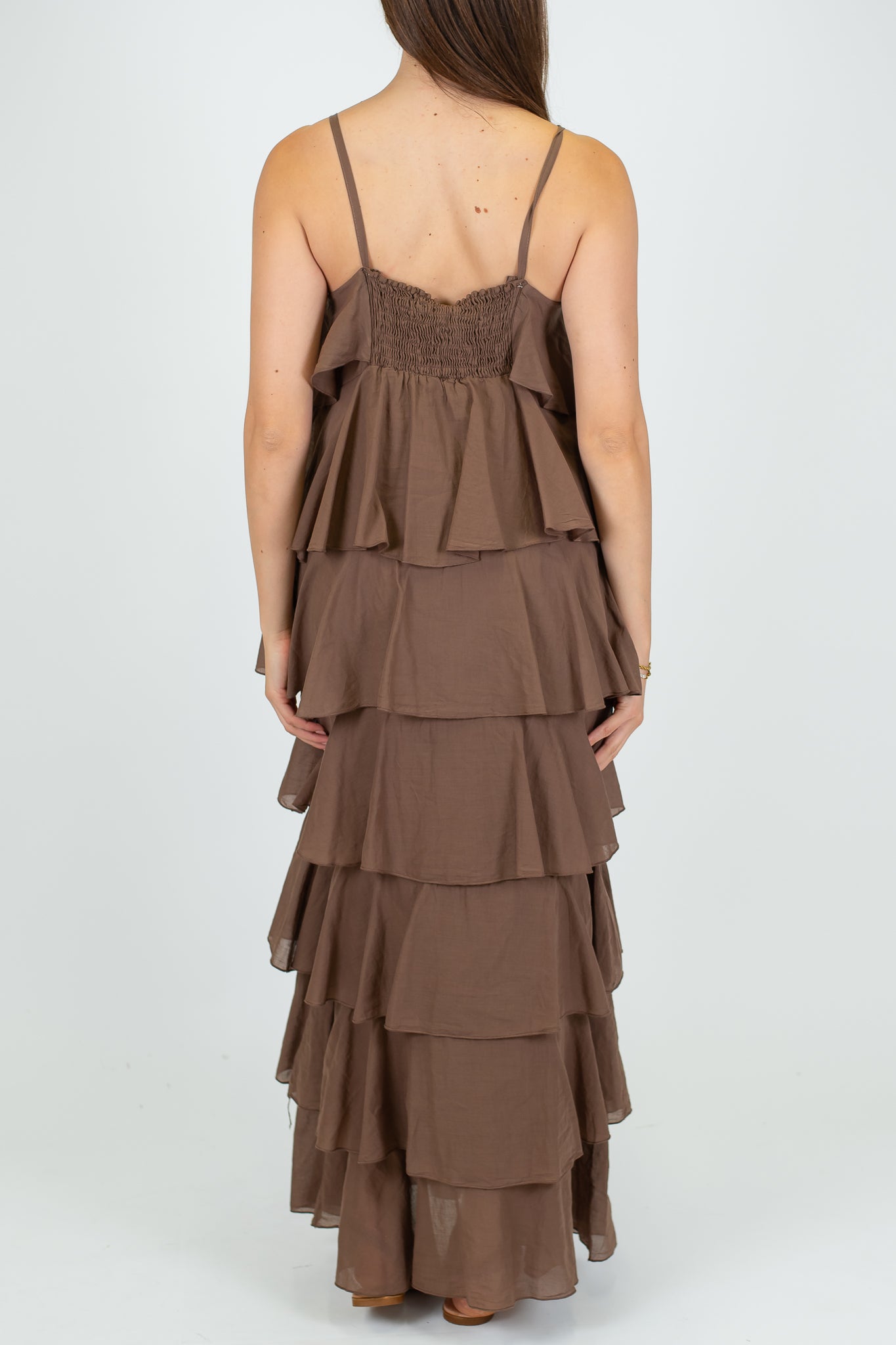 Tensione in - Abito lungo in cotone con balze