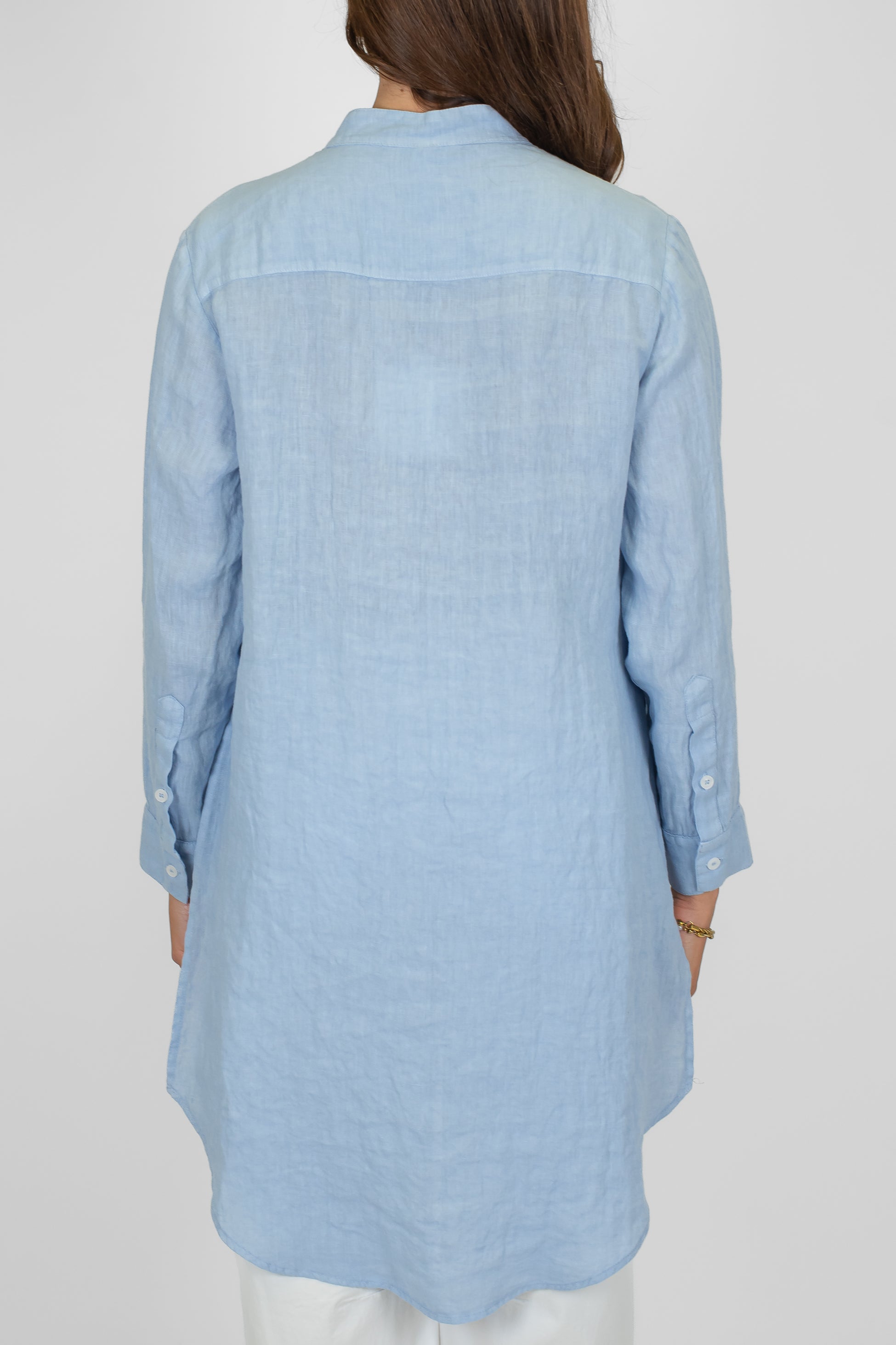 Tensione in - Camicione lungo 100% lino collo coreano