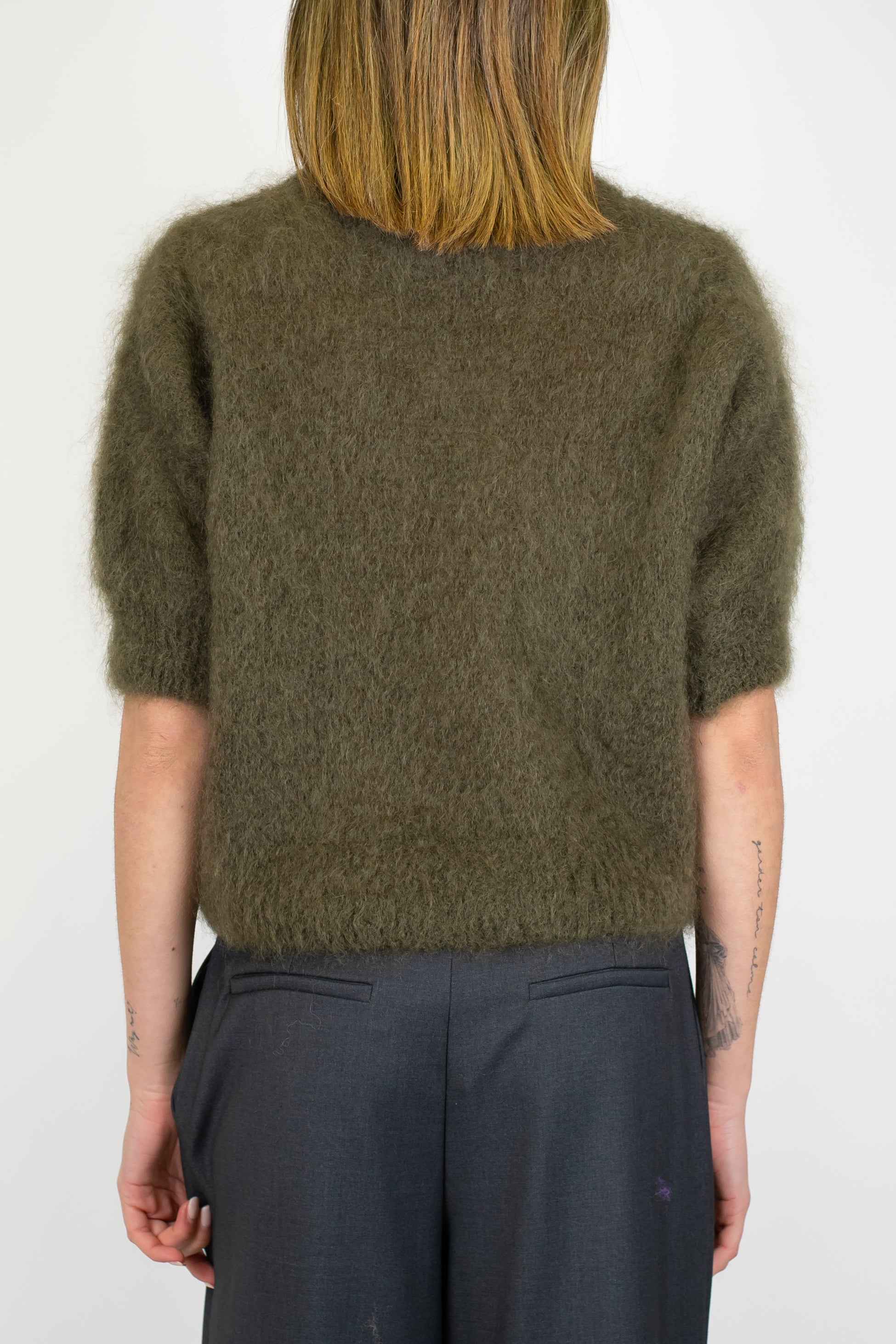 Dixie - Maglia girocollo con manica 3/4 in kid mohair