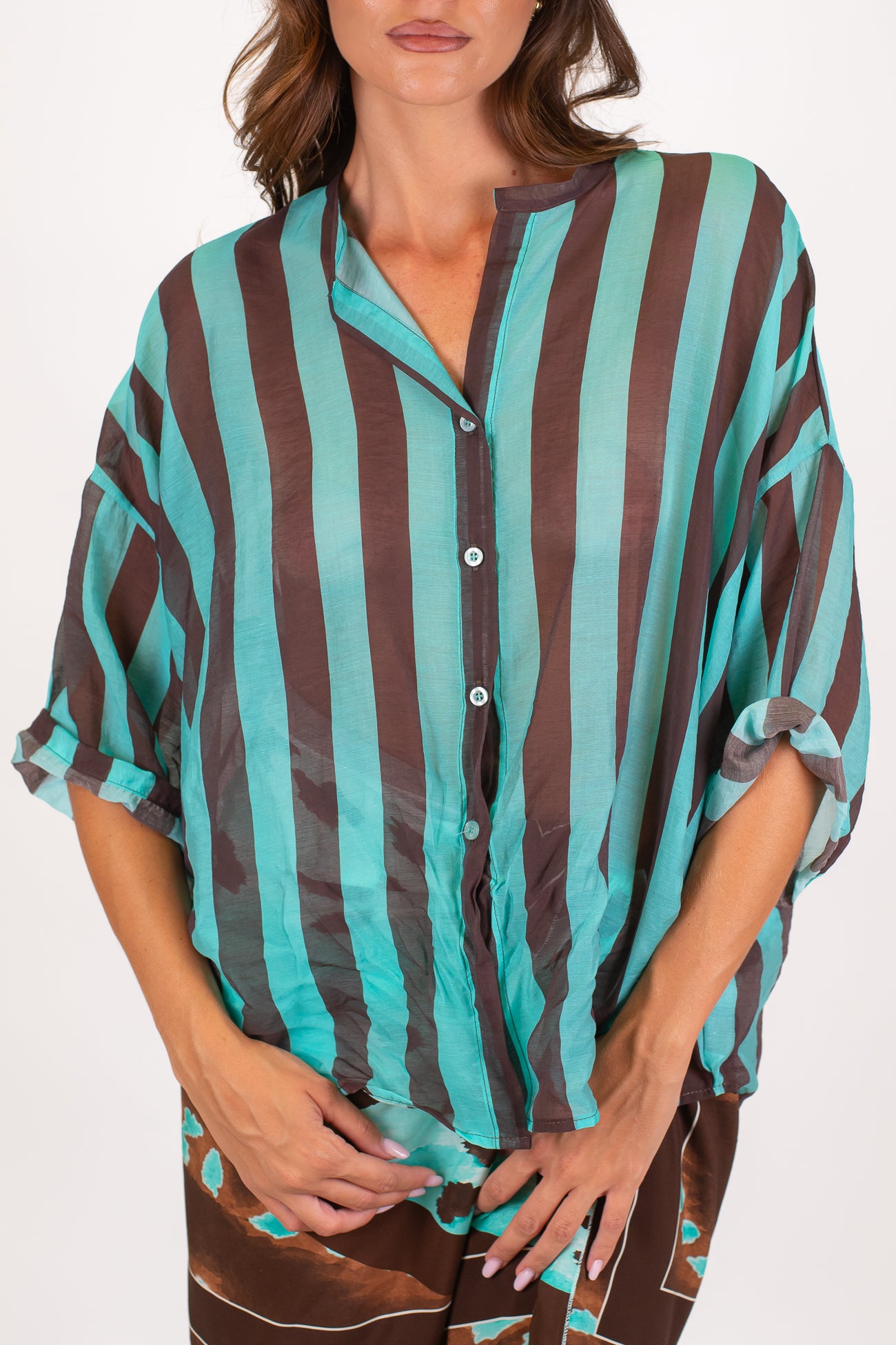 Tensione in - Camicia in lyocell fantasia rigata