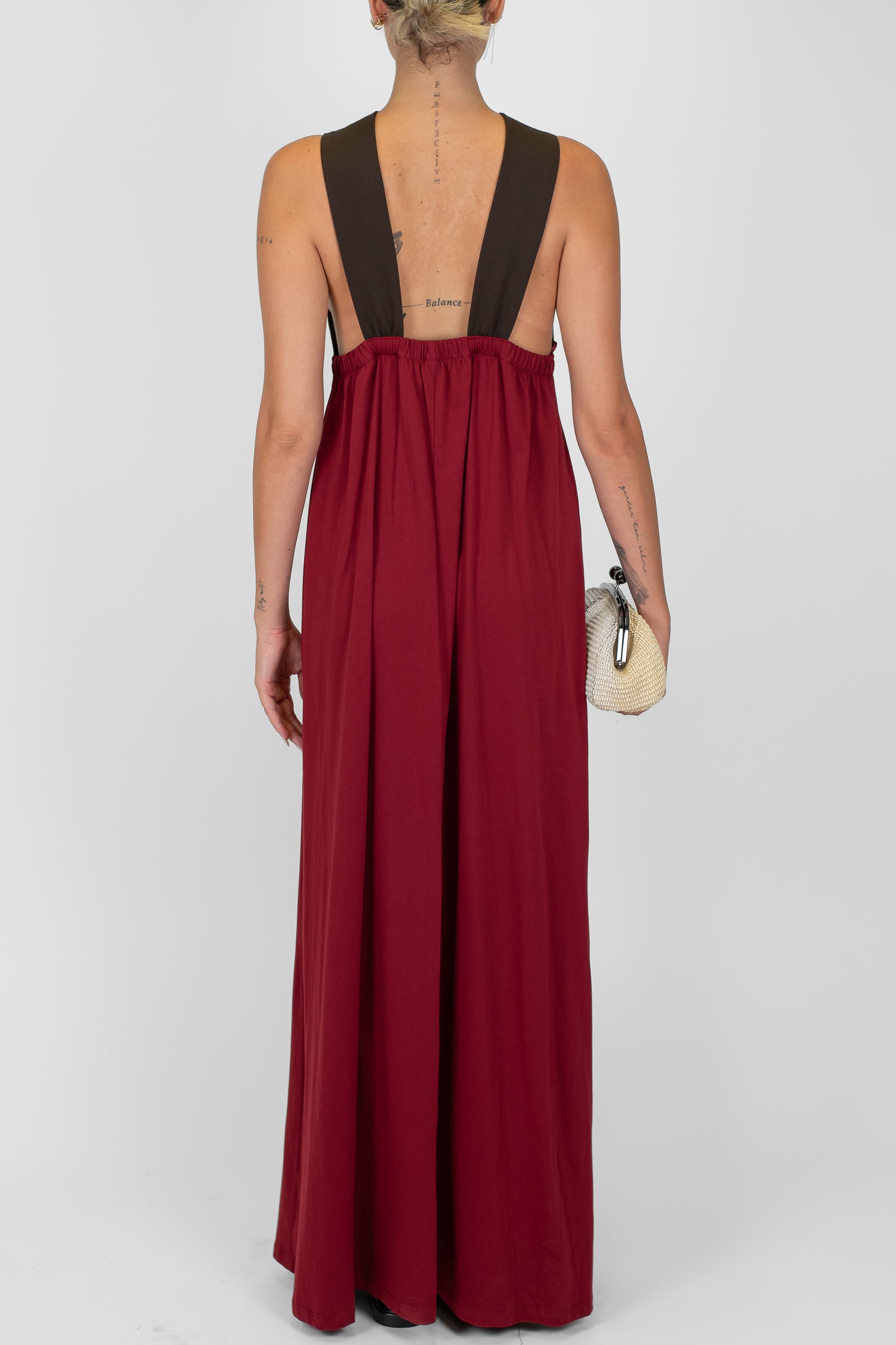 Tensione in - Abito in cotone scollo incrociato bicolore