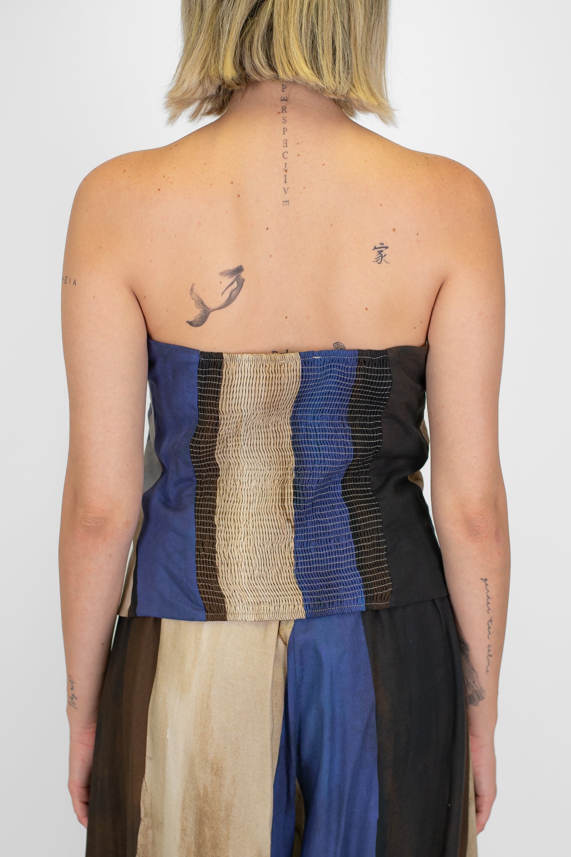 Motel - Top a fascia multicolor in misto viscosa e lino