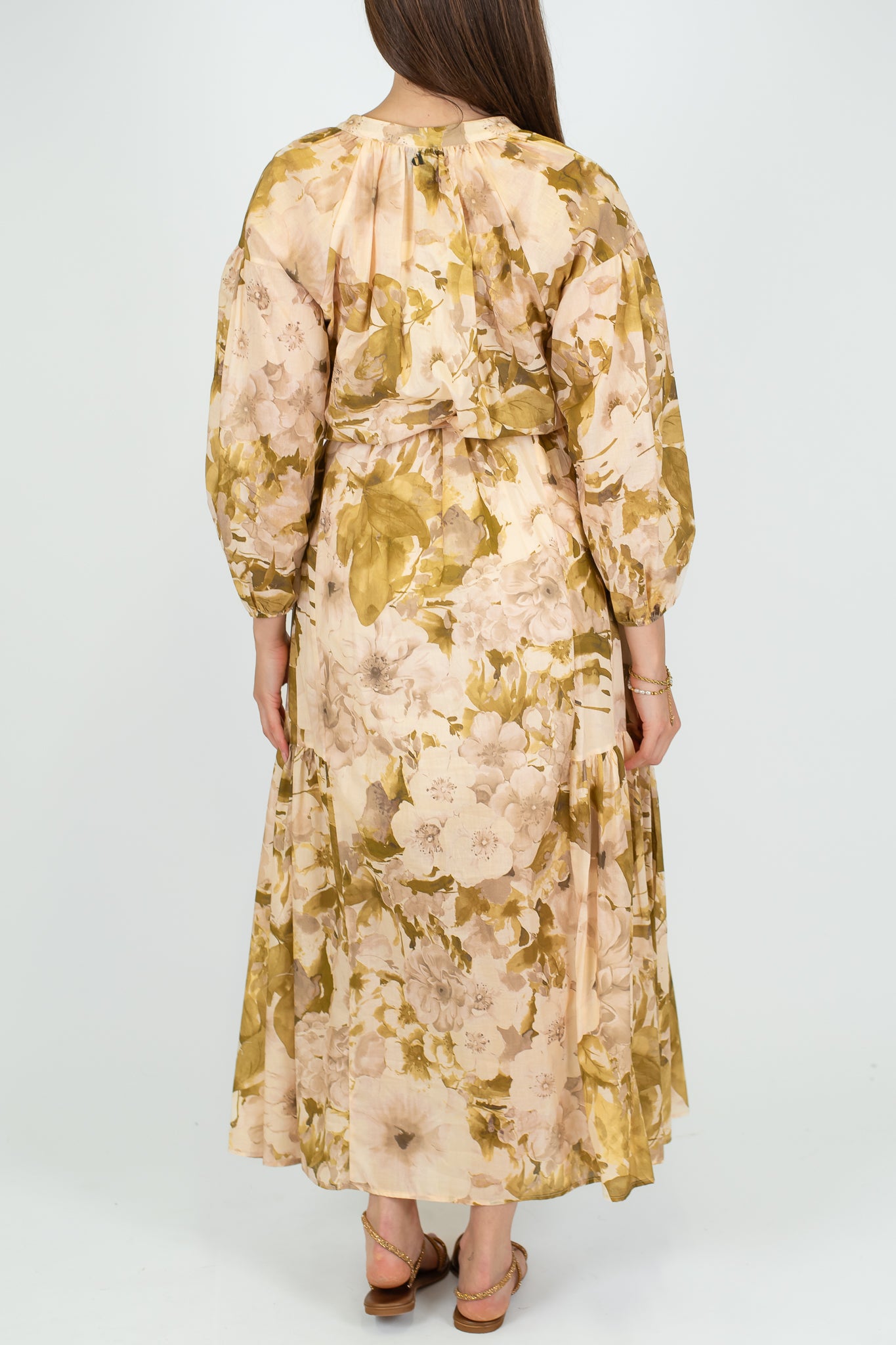 Dixie - Chemisier fantasia floreale in mussola di cotone con cintura in tessuto