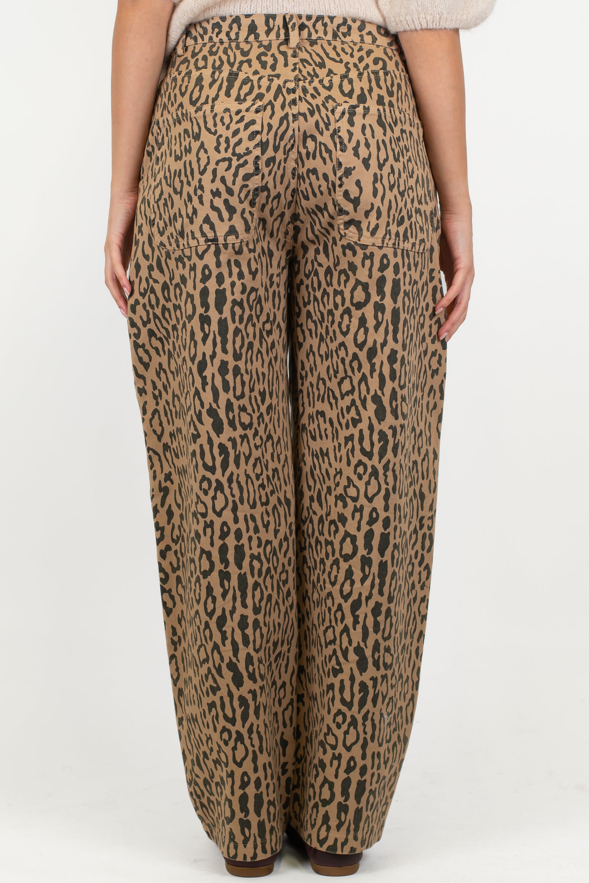 Dixie - Pantalone balloon in denim fantasia animalier