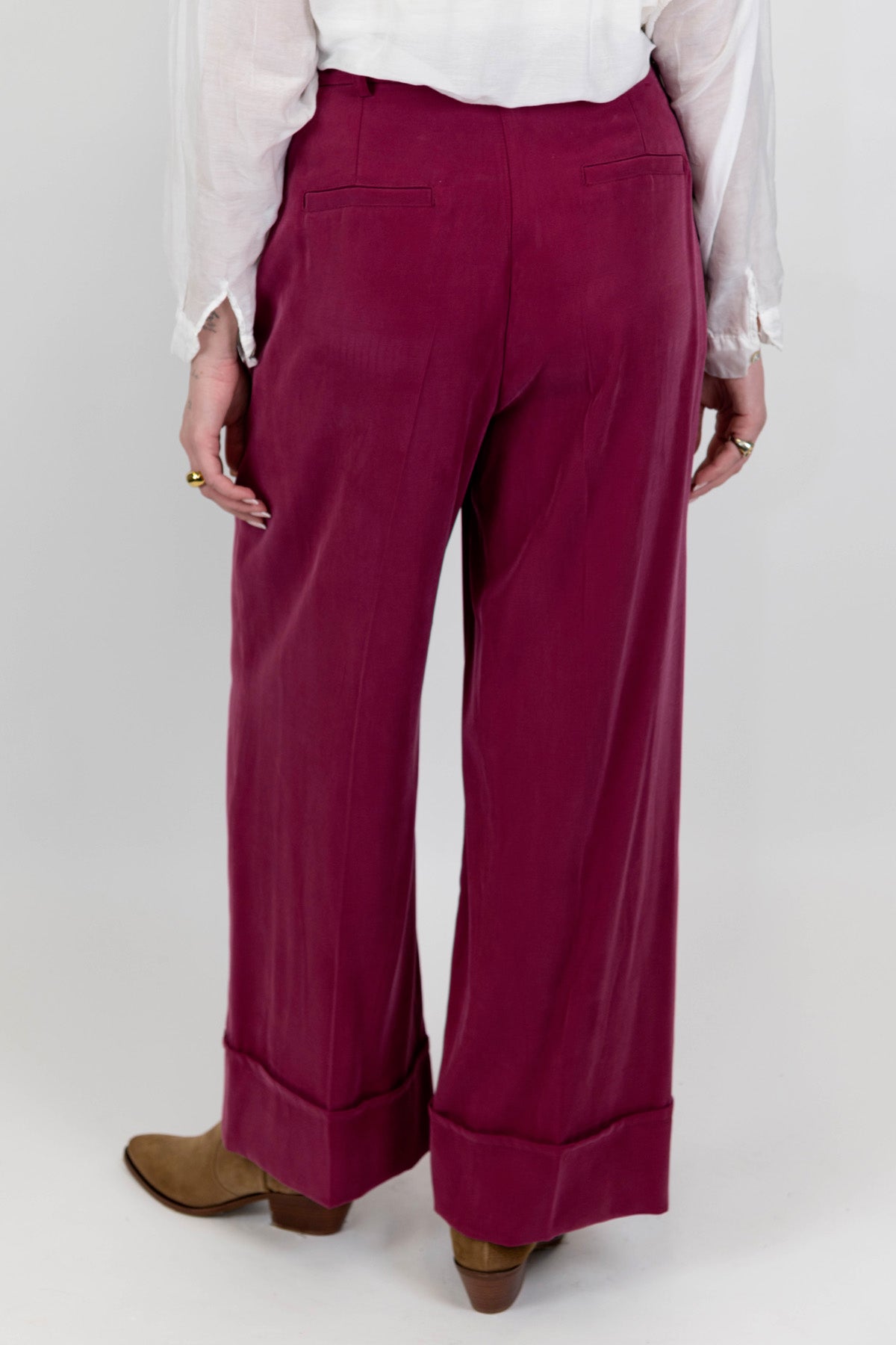 Motel - Pantalone palazzo con maxi risvolto sul fondo