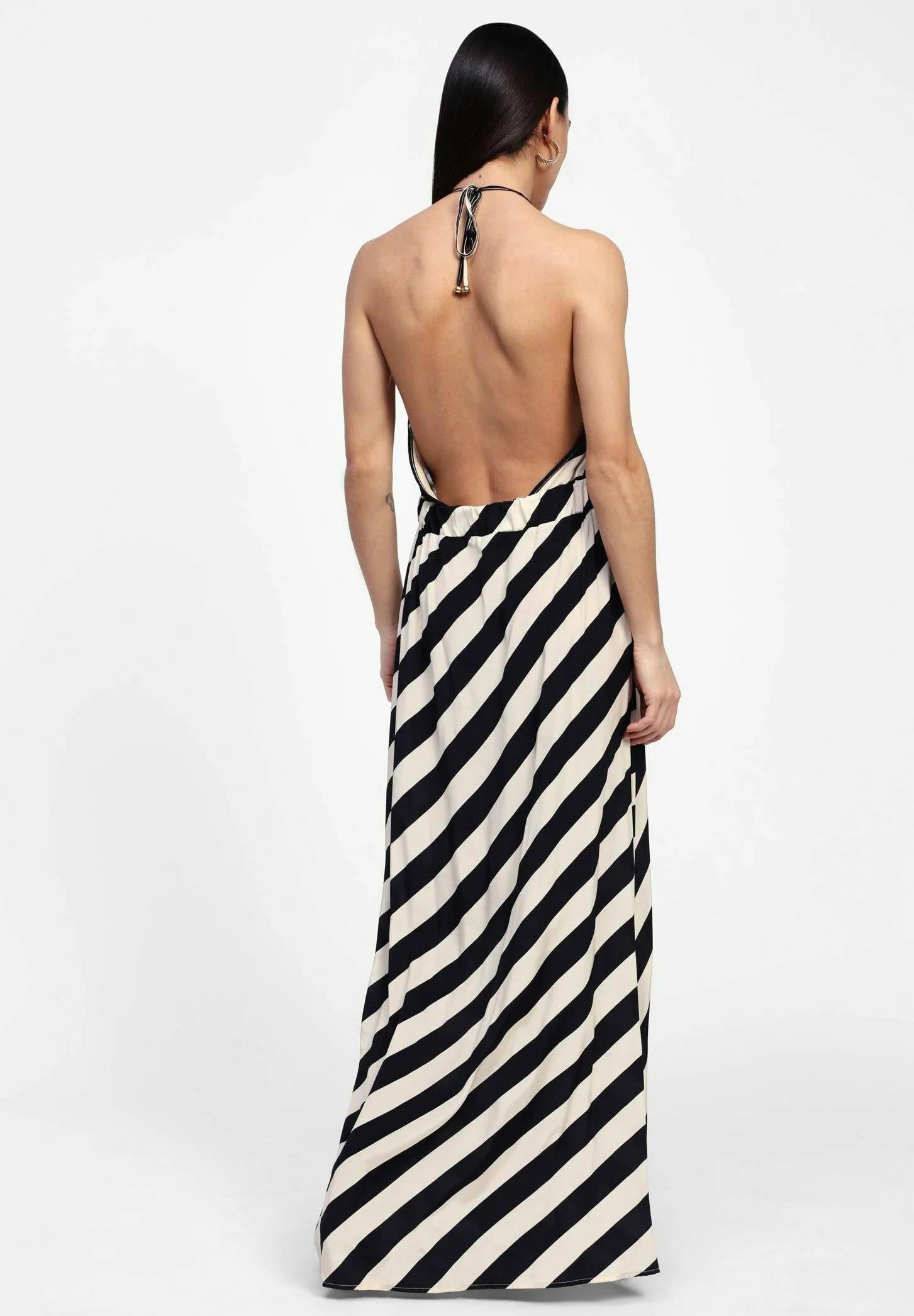 Dxie - Abito lungo a righe geometriche