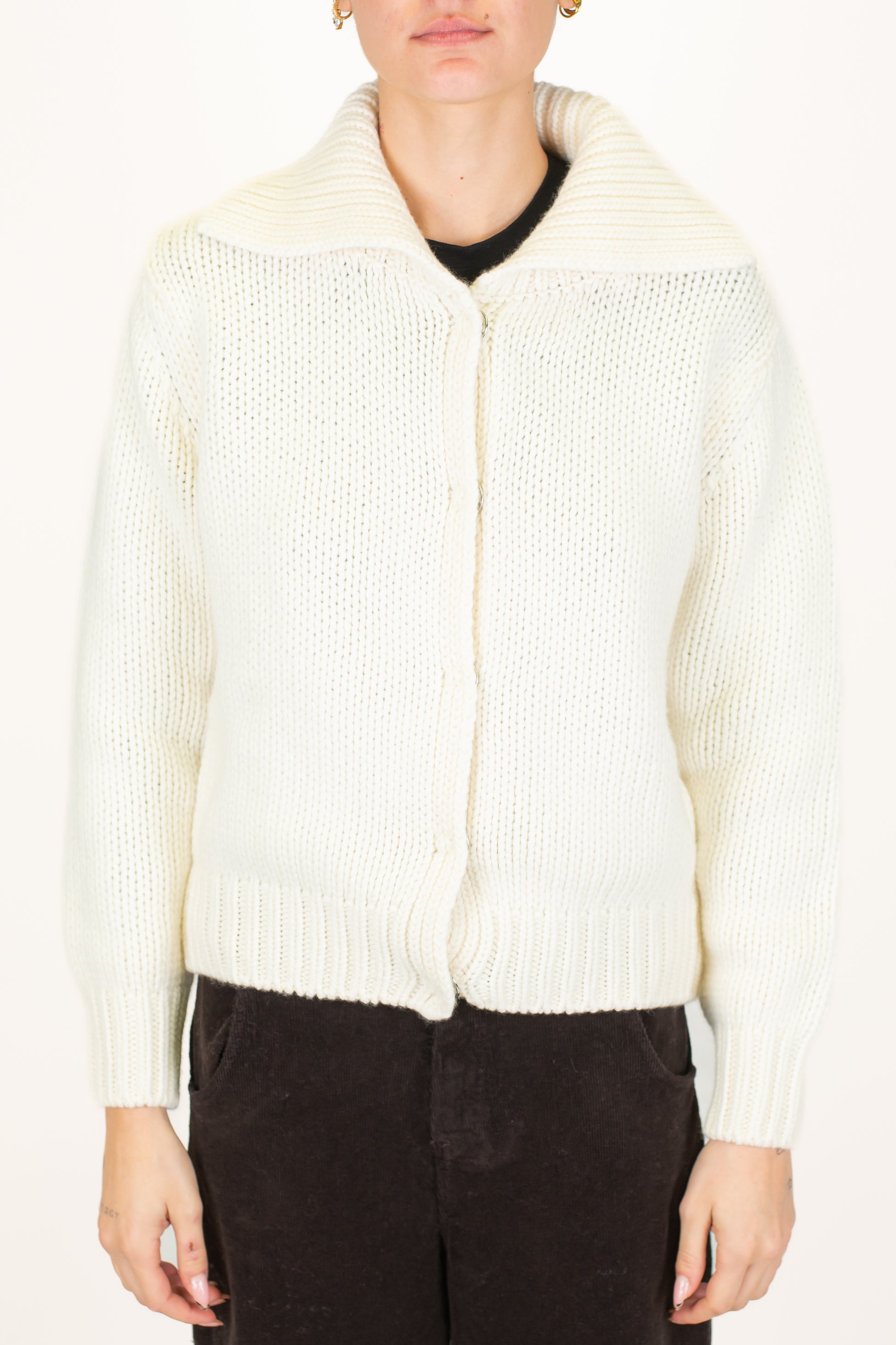 Motel - Cardigan in misto lana e cashmere con chiusura a scomparsa con ciappe